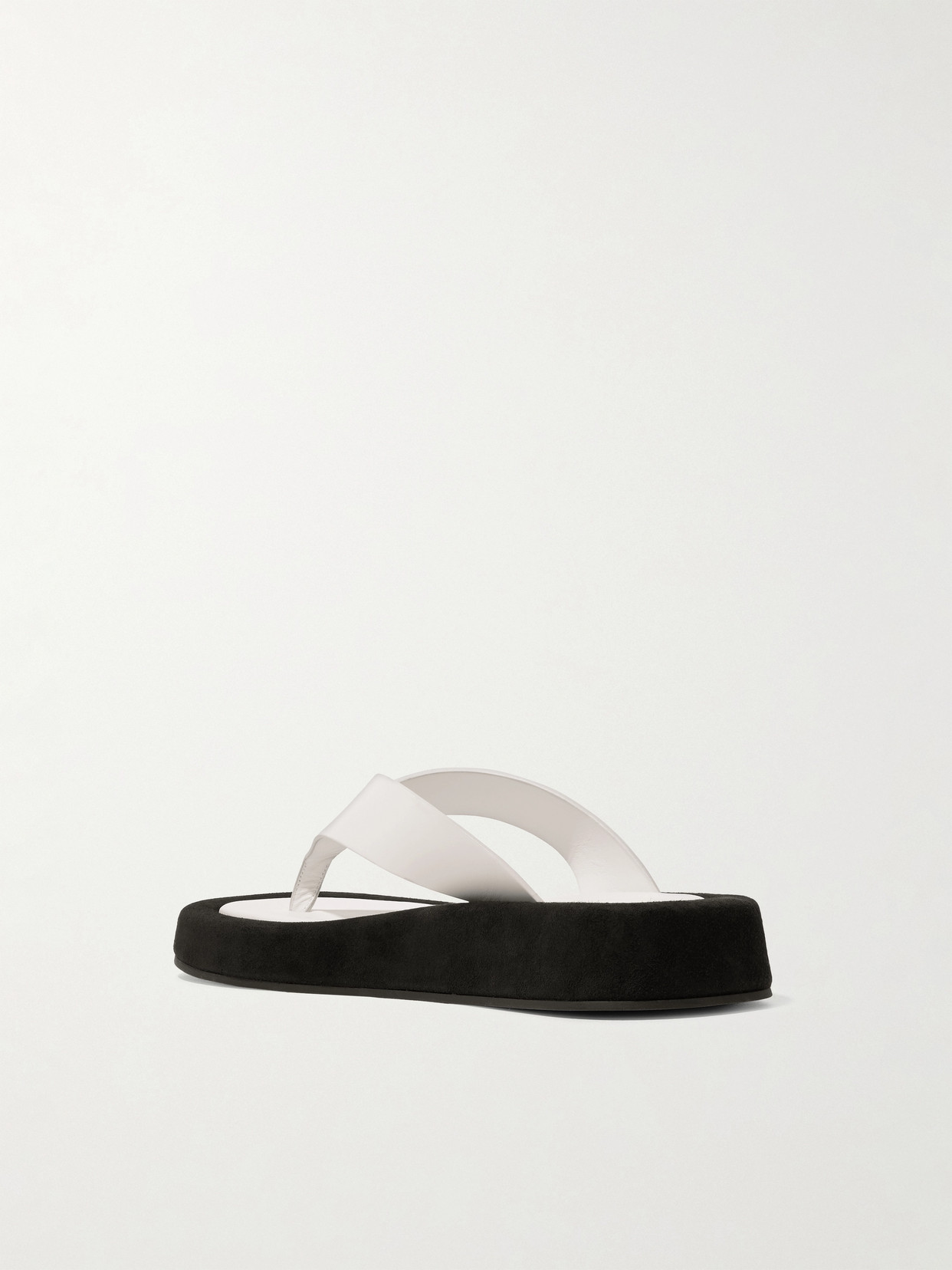 Shop The Row Ginza Two-tone Leather And Suede Platform Flip Flops In White