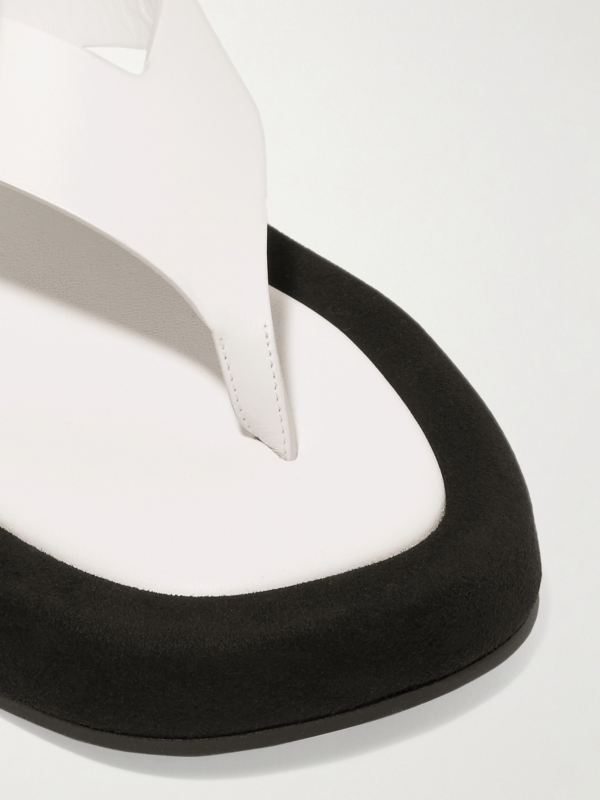 The Row Ginza two-tone leather and suede platform flip flops thumbnail