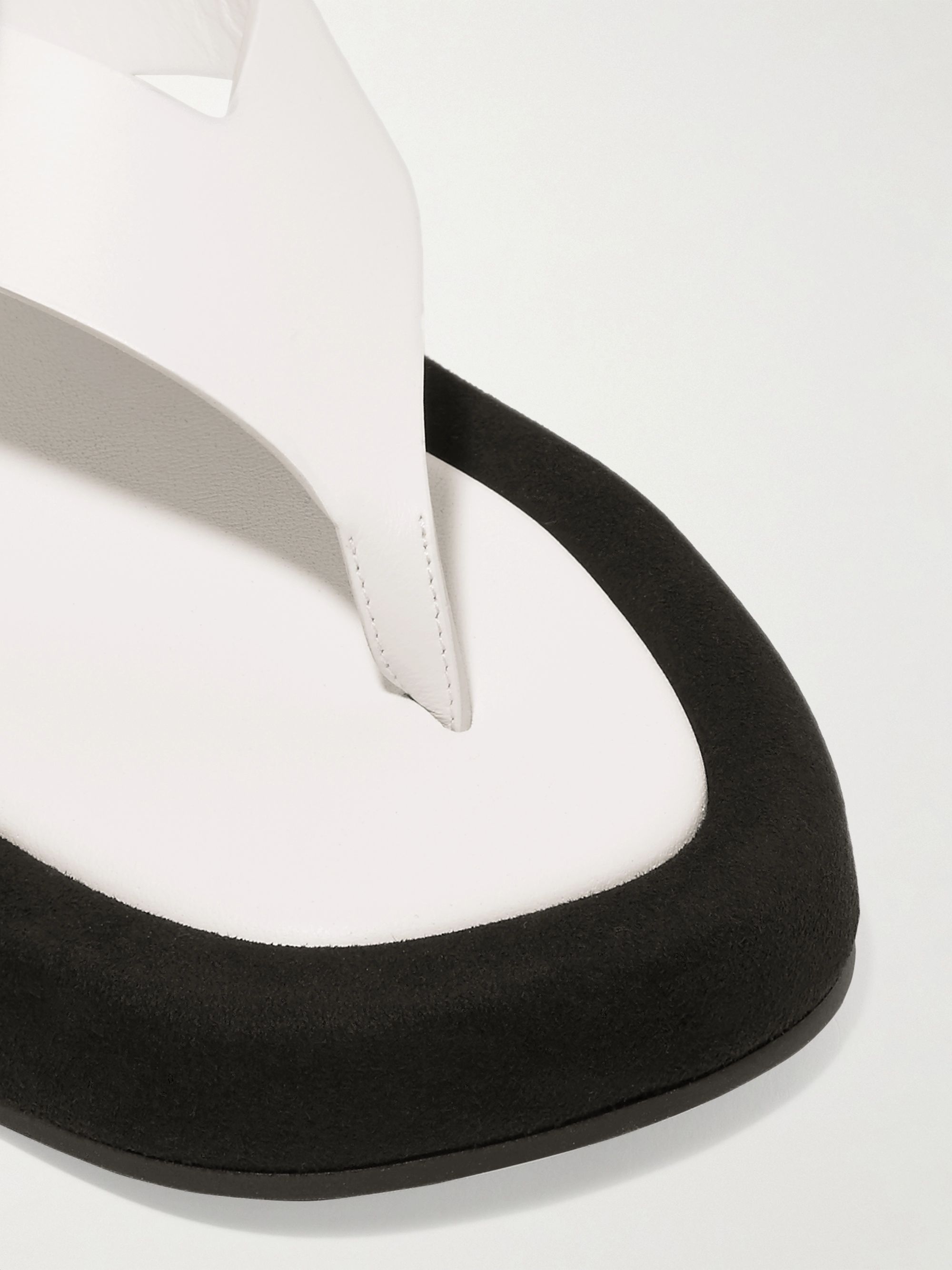 the row ginza leather and suede platform flip flops