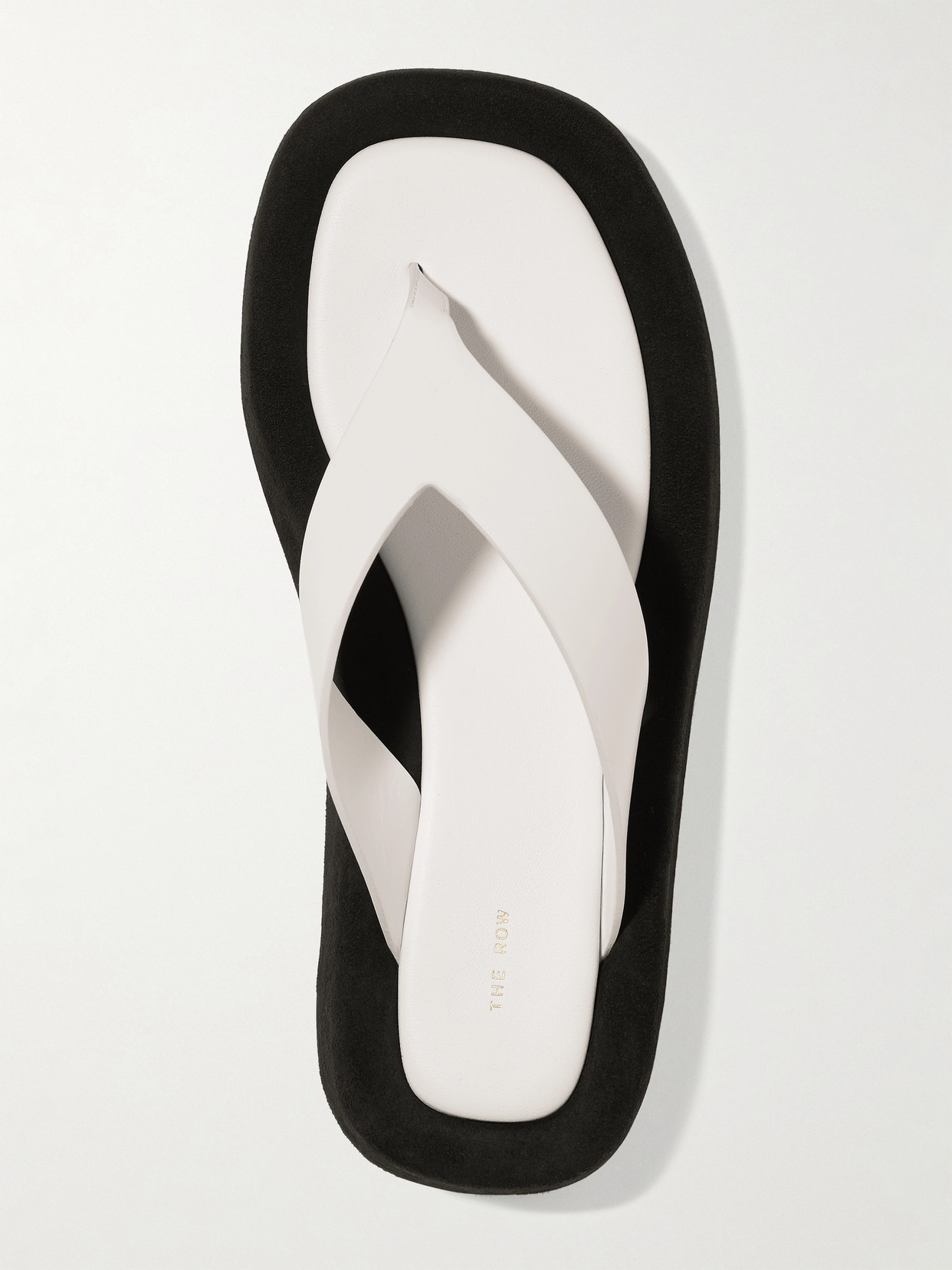the row ginza leather and suede platform flip flops