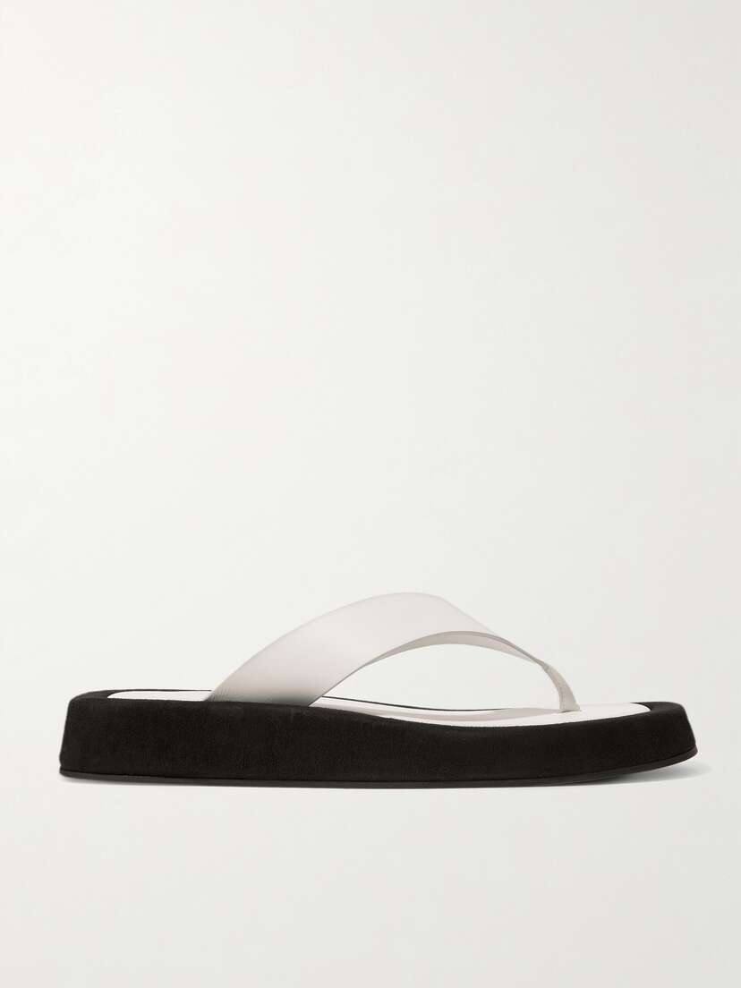 The Row Ginza Two-tone Leather And Suede Platform Flip Flops