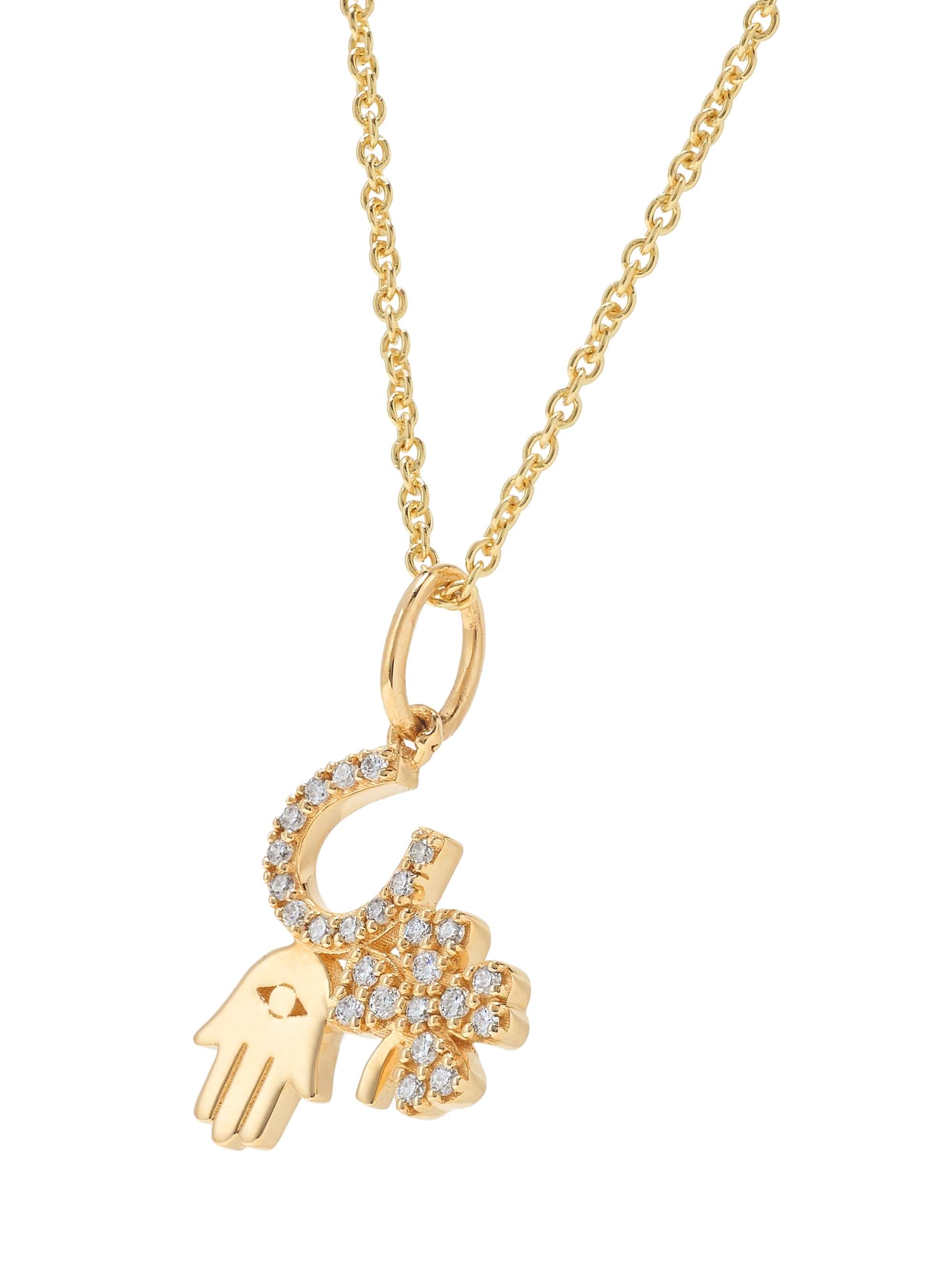SYDNEY EVAN Luck and Protection 14-karat gold diamond necklace