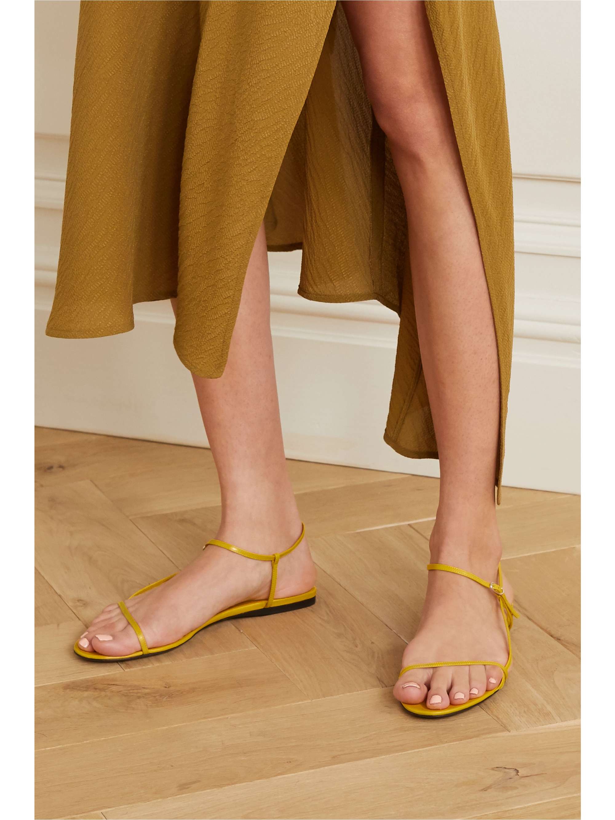 the row bare leather sandals white