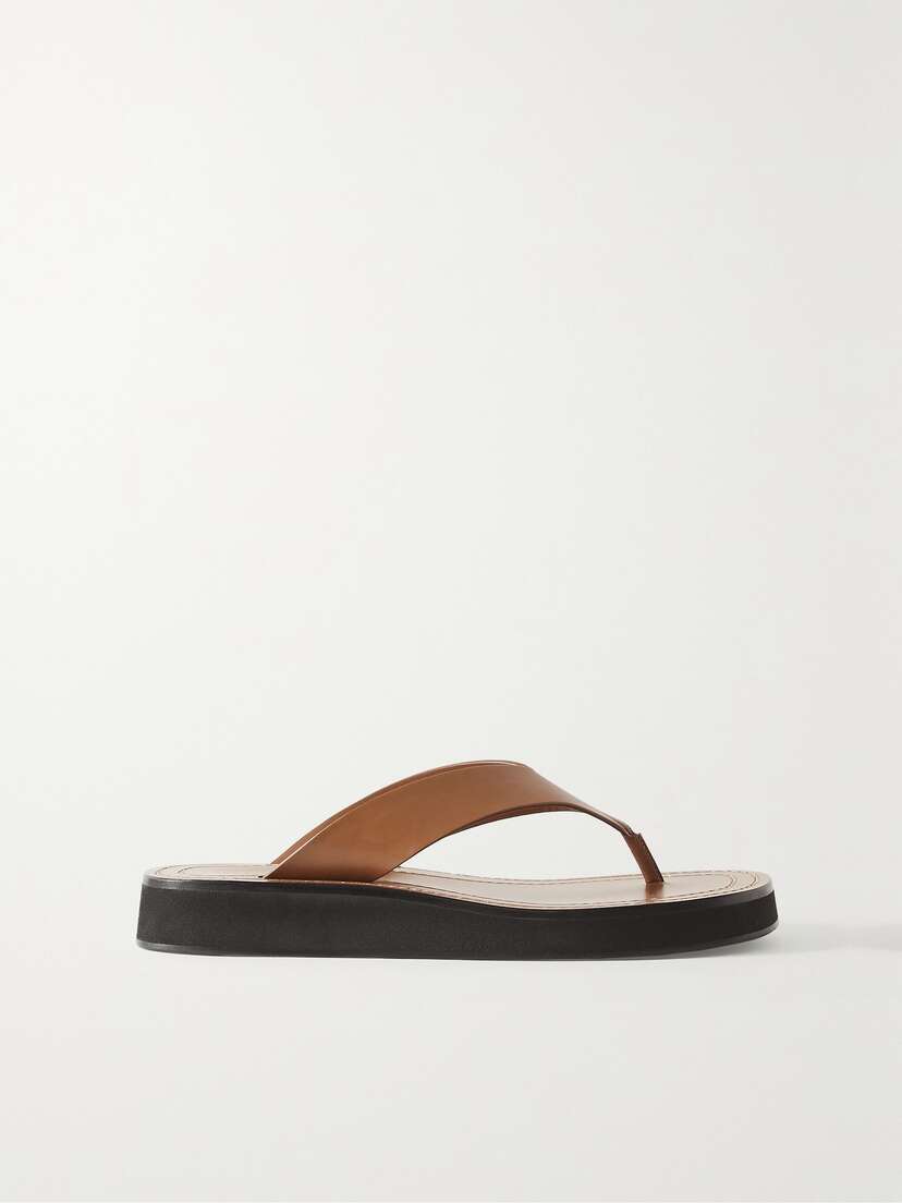 The Row Ginza Leather Platform Flip Flops