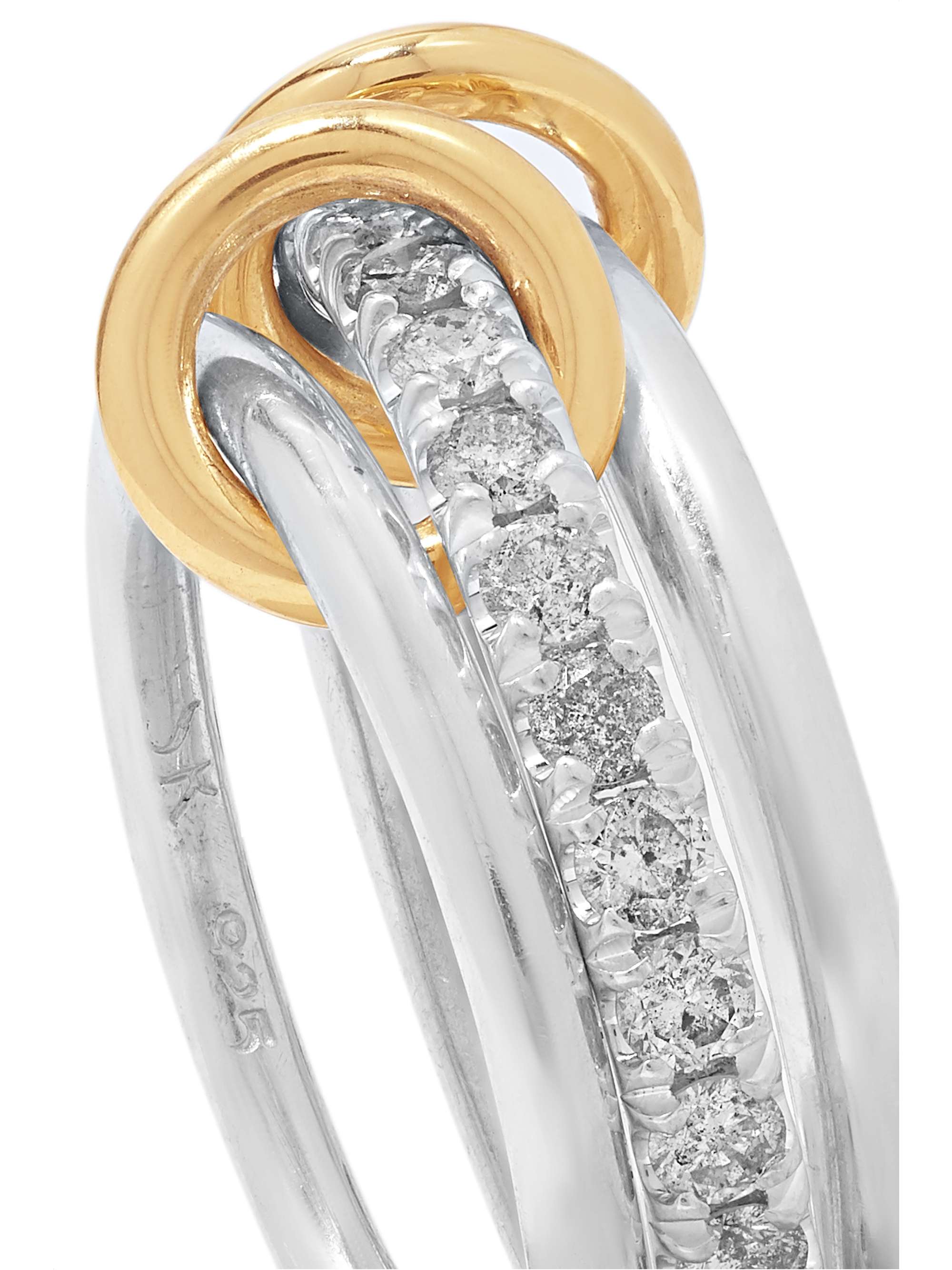 SPINELLI KILCOLLIN Petunia set of three sterling silver, rhodium-plated and 18-karat gold diamond rings