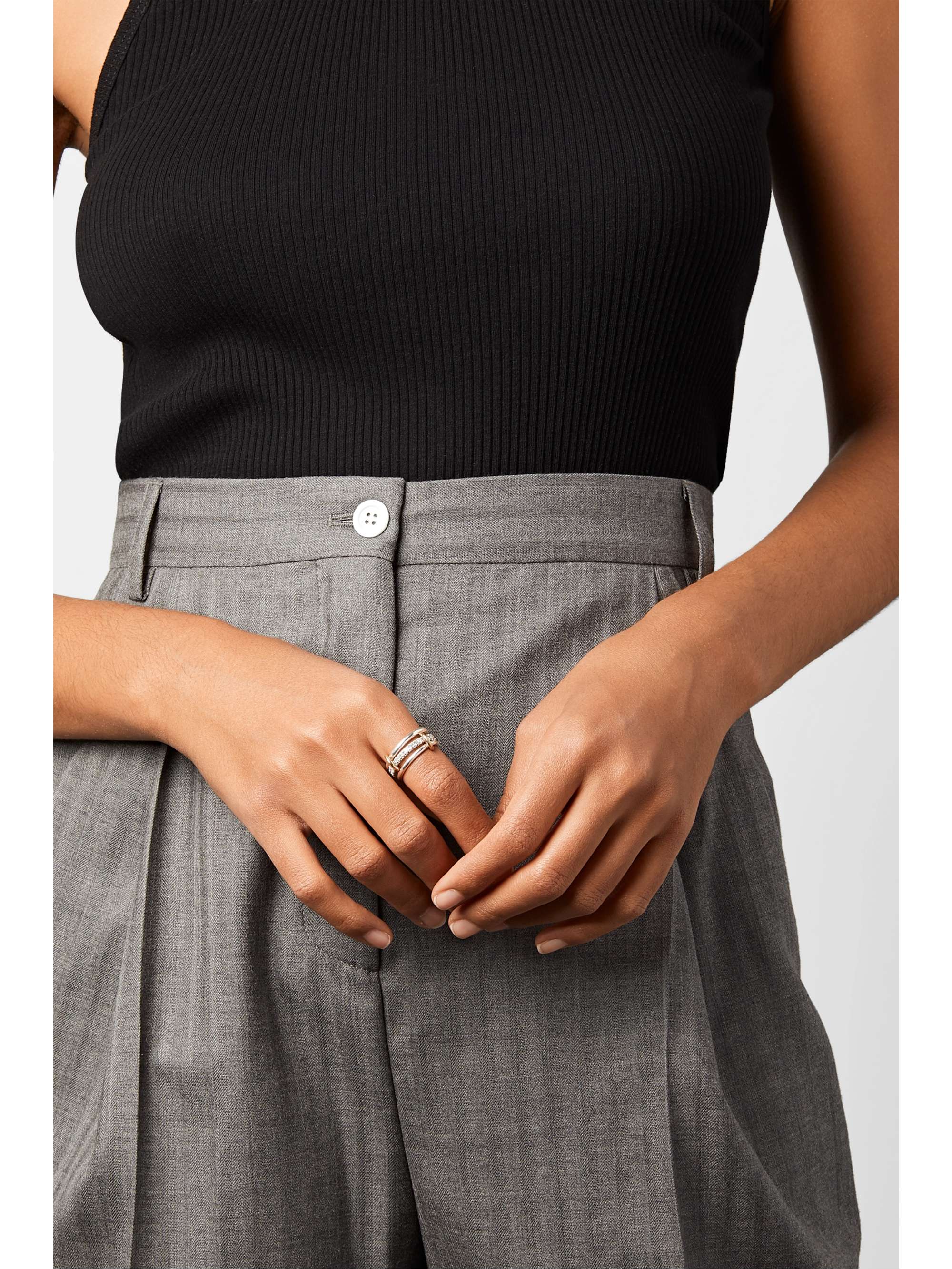 SPINELLI KILCOLLIN Petunia set of three sterling silver, rhodium-plated and 18-karat gold diamond rings