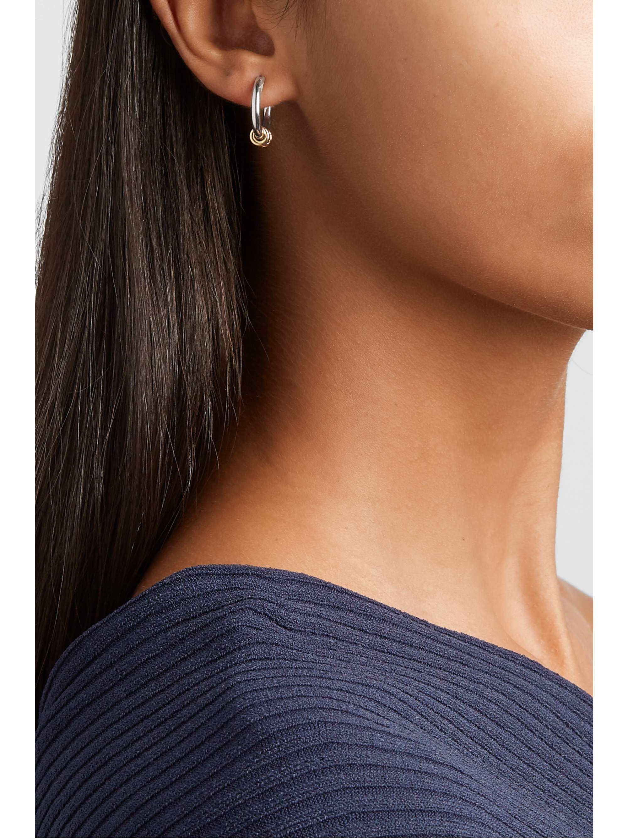 SPINELLI KILCOLLIN Ara sterling silver and 18-karat gold diamond hoop earrings