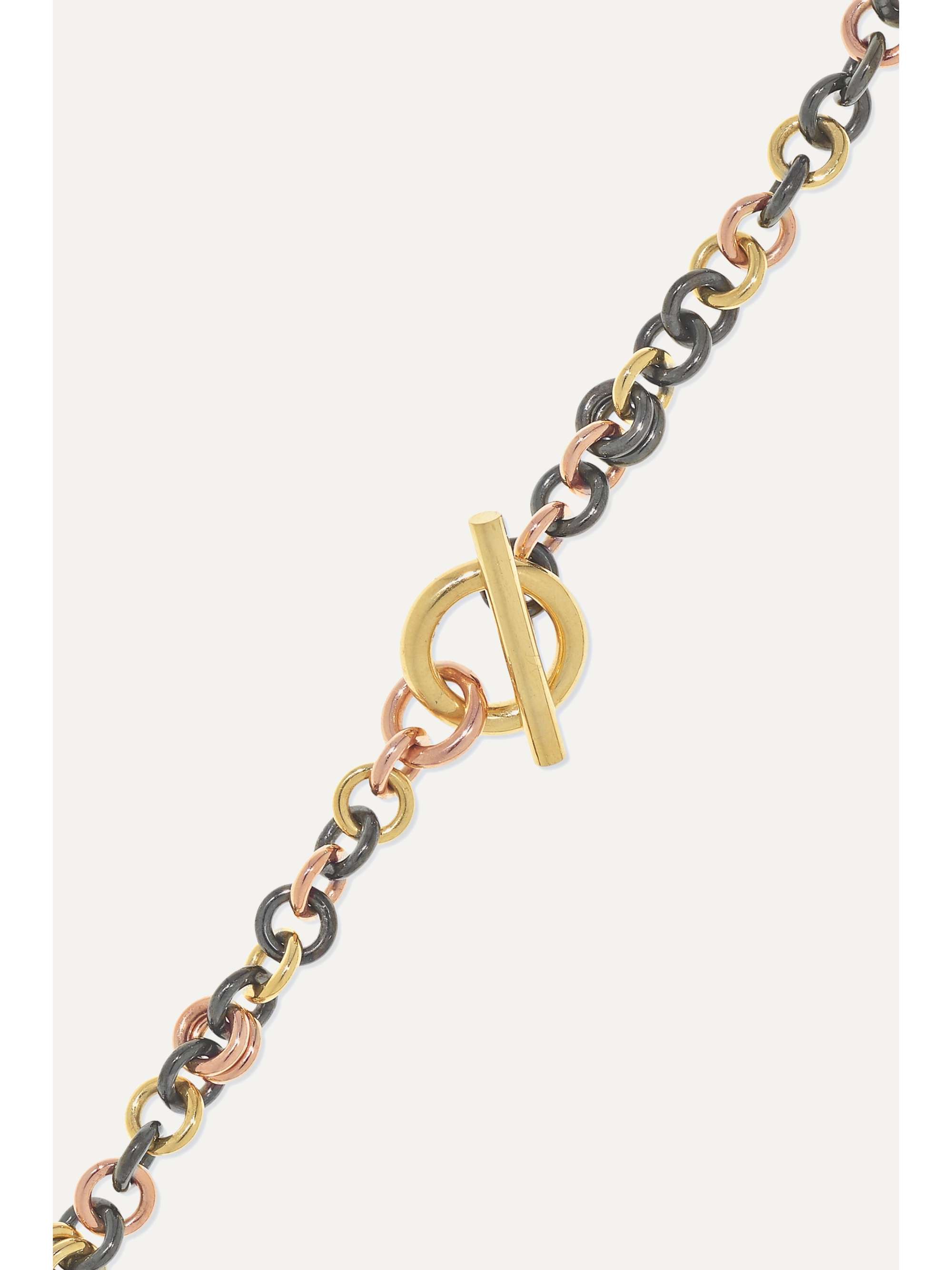 SPINELLI KILCOLLIN Crux 18-karat yellow and rose gold and rhodium-plated sterling silver necklace