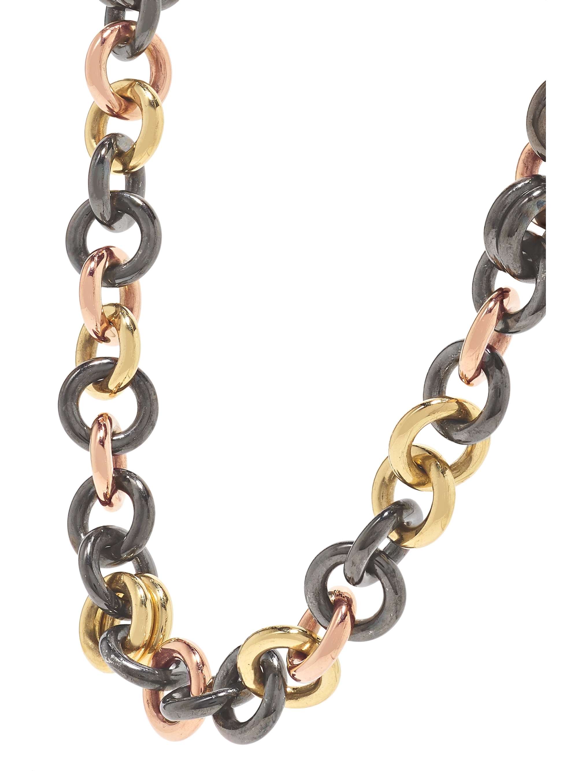 SPINELLI KILCOLLIN Crux 18-karat yellow and rose gold and rhodium-plated sterling silver necklace