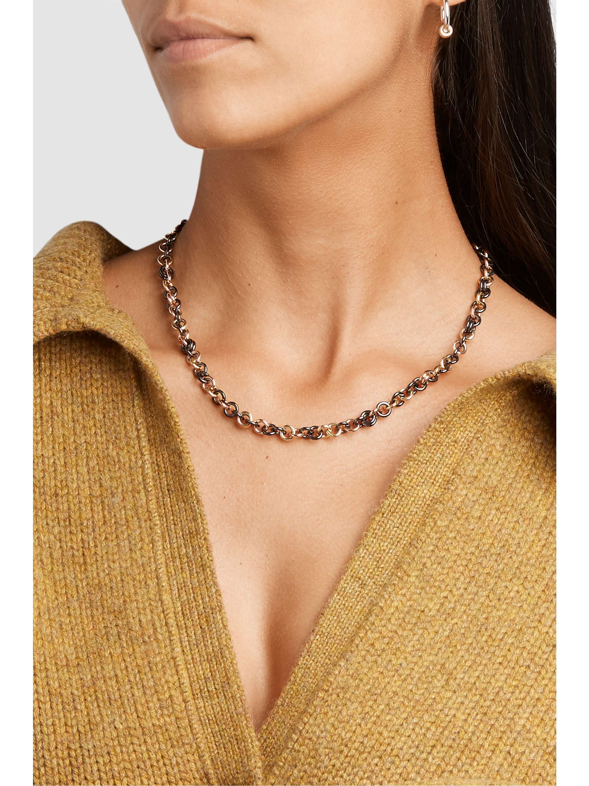 SPINELLI KILCOLLIN Crux 18-karat yellow and rose gold and rhodium-plated sterling silver necklace