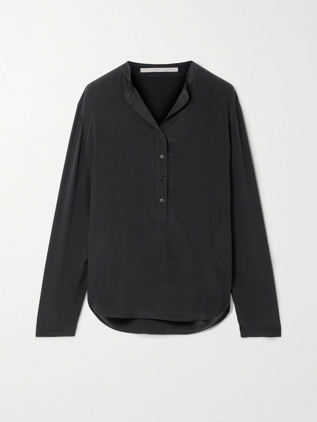 Shop Stella Mccartney Eva Silk Crepe De Chine Blouse In Midnight Blue