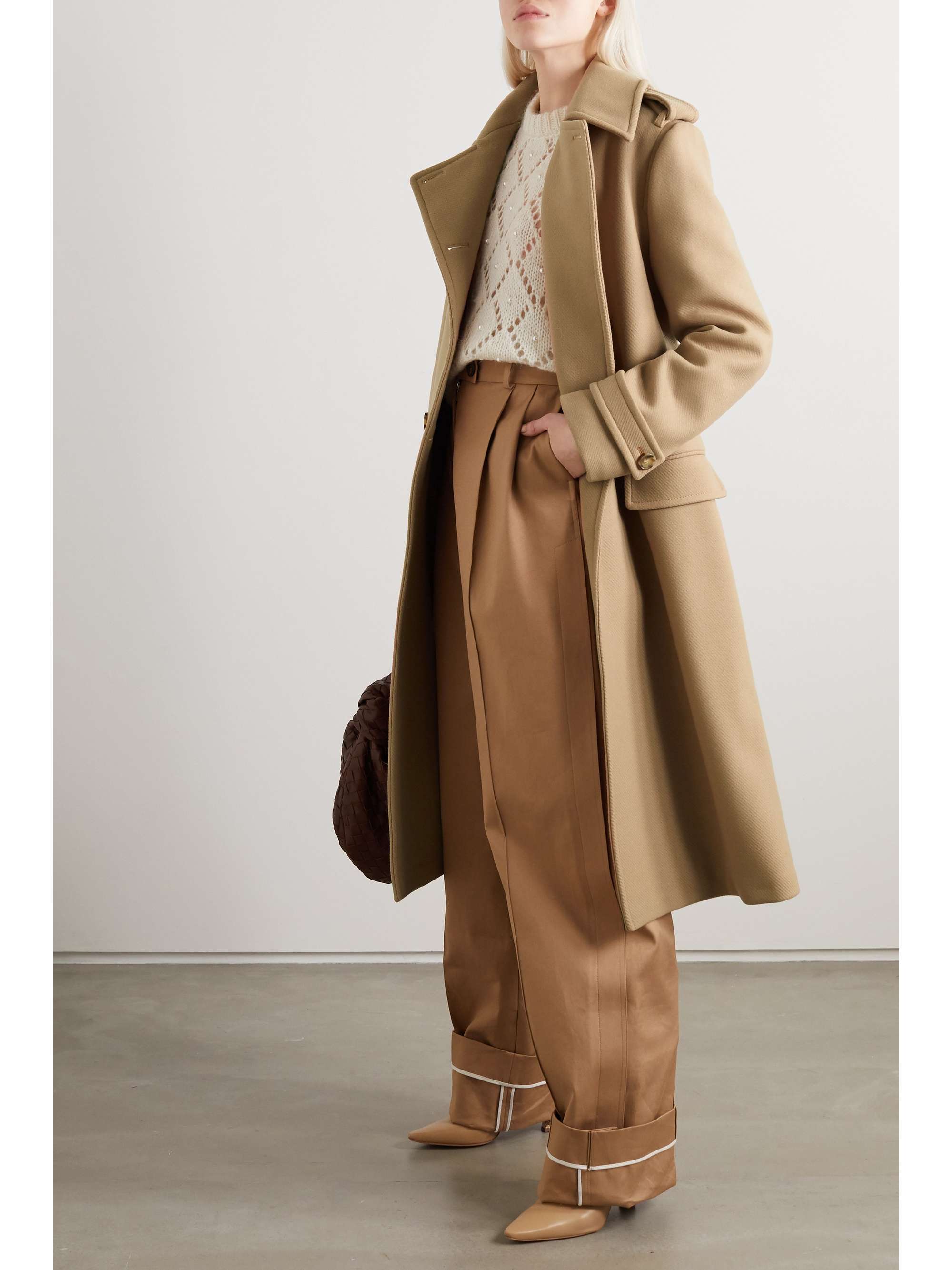 beige wool trench coat