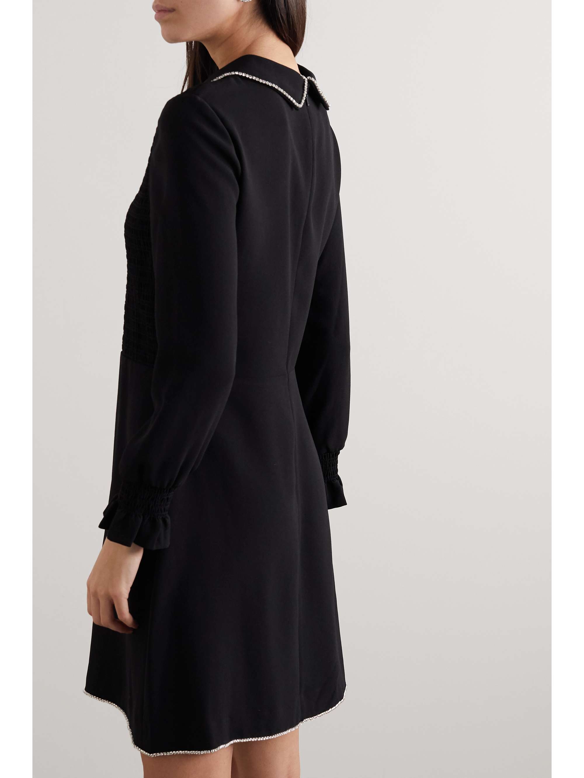 MARC JACOBS Crystal-embellished shirred crepe mini dress
