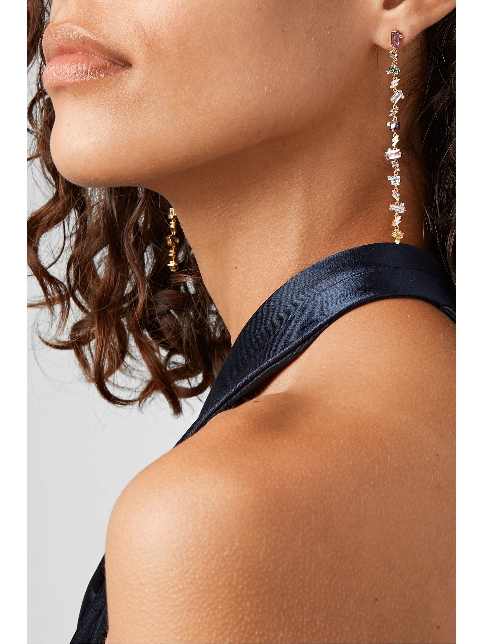 SUZANNE KALAN 18-karat gold, diamond and sapphire earrings