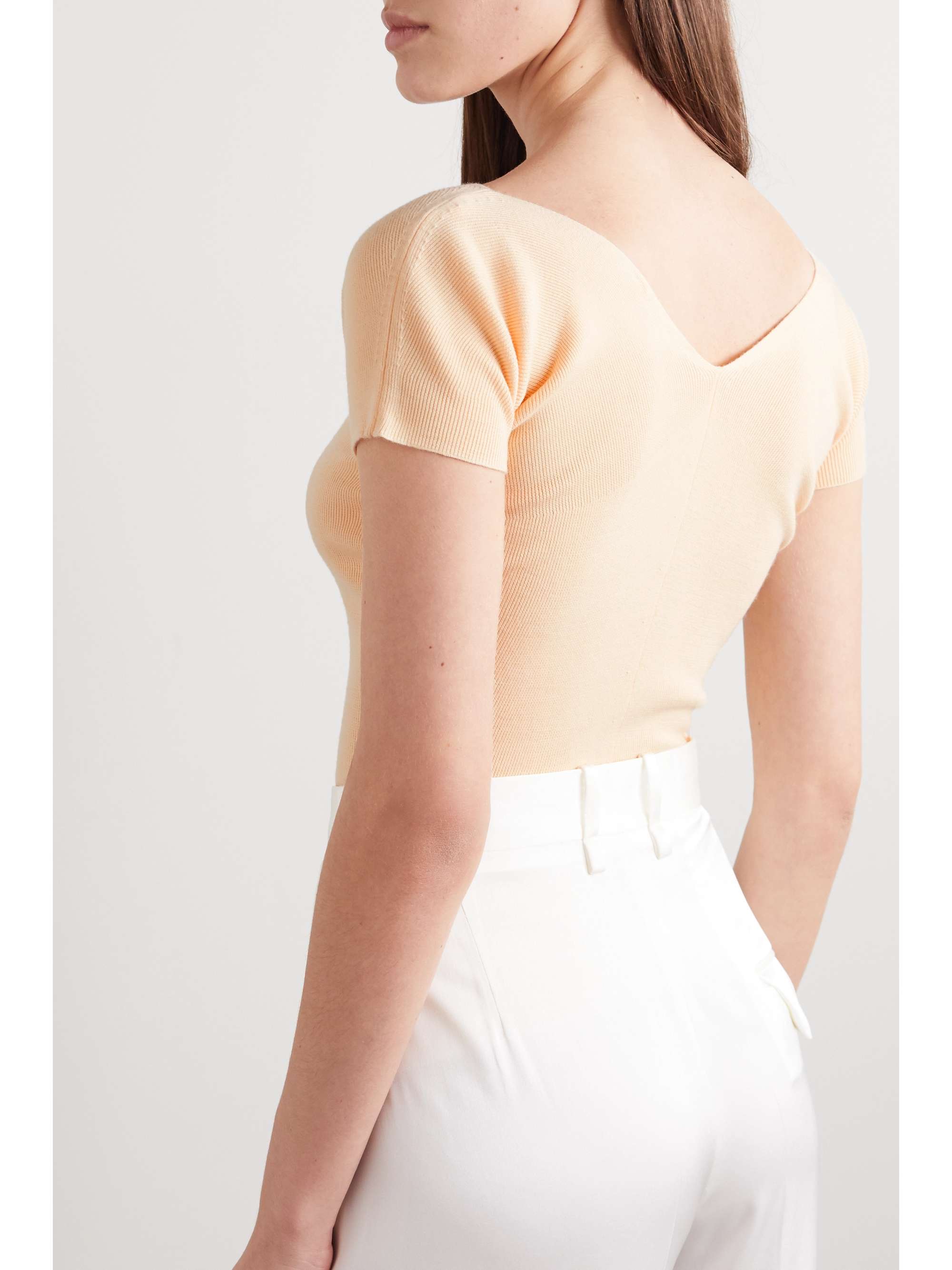 THE ROW Tain ribbed merino wool and cashmere-blend top