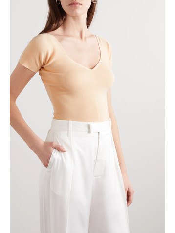 The Row Tain ribbed merino wool and cashmere-blend top
