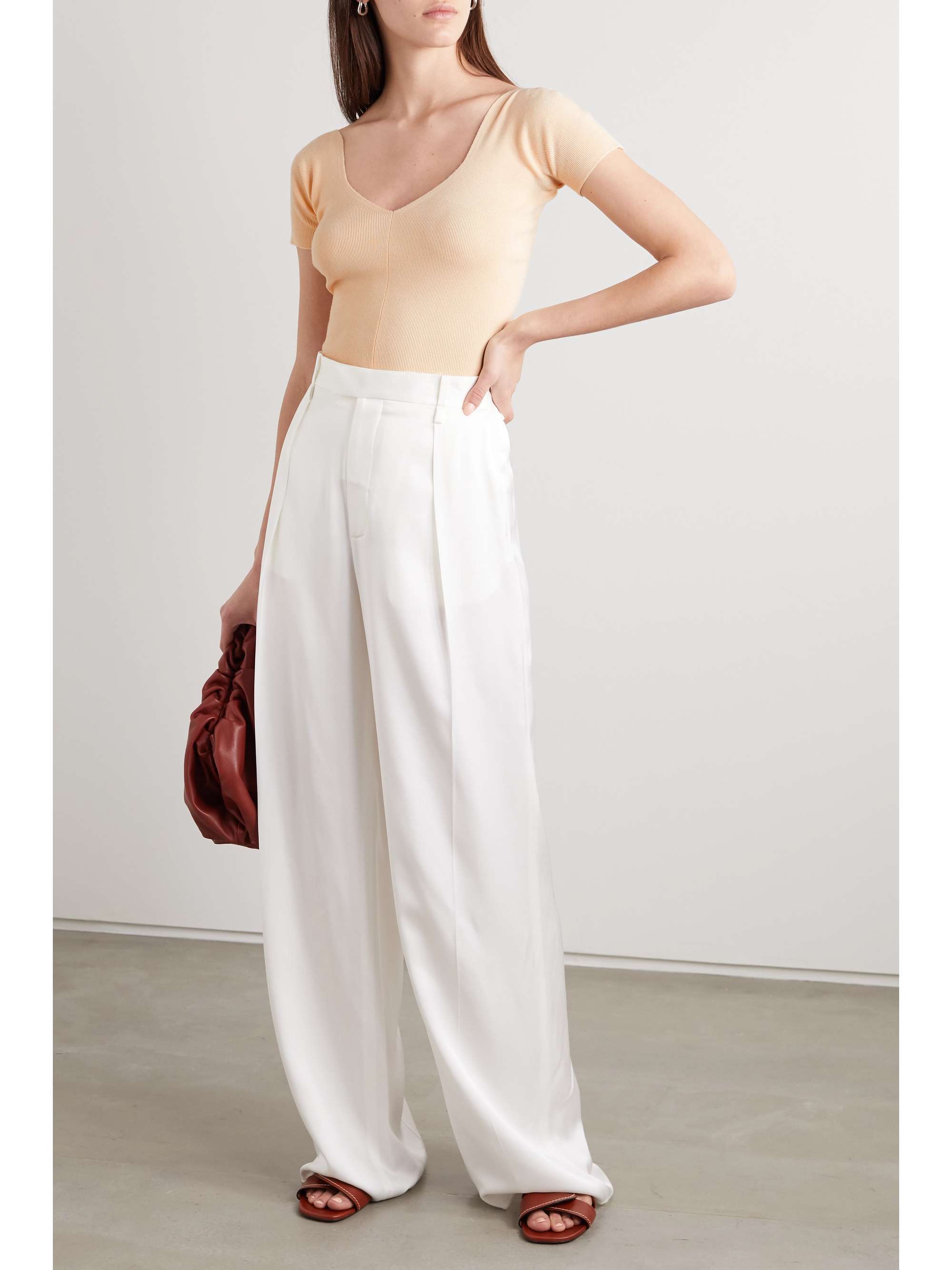 THE ROW Tain ribbed merino wool and cashmere-blend top