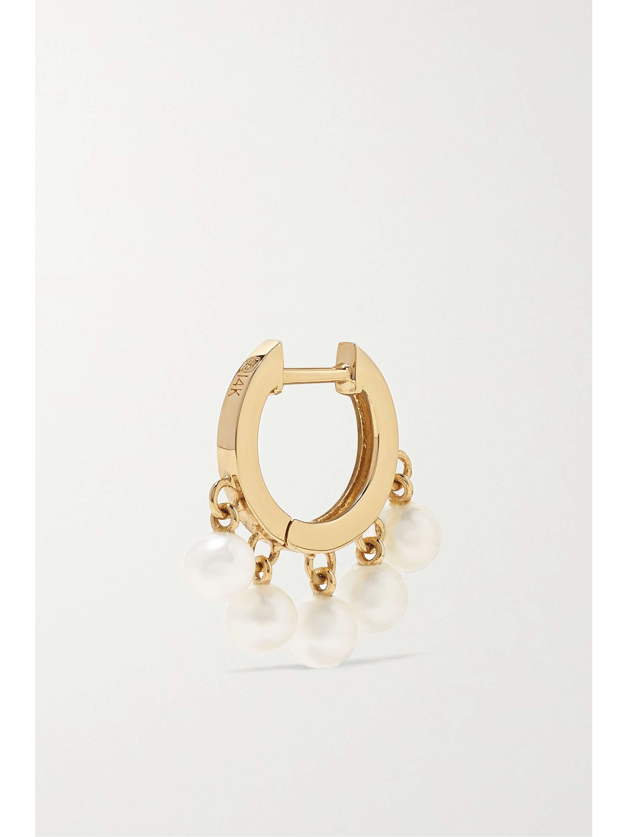 SYDNEY EVAN Huggie 14-karat gold pearl hoop earrings
