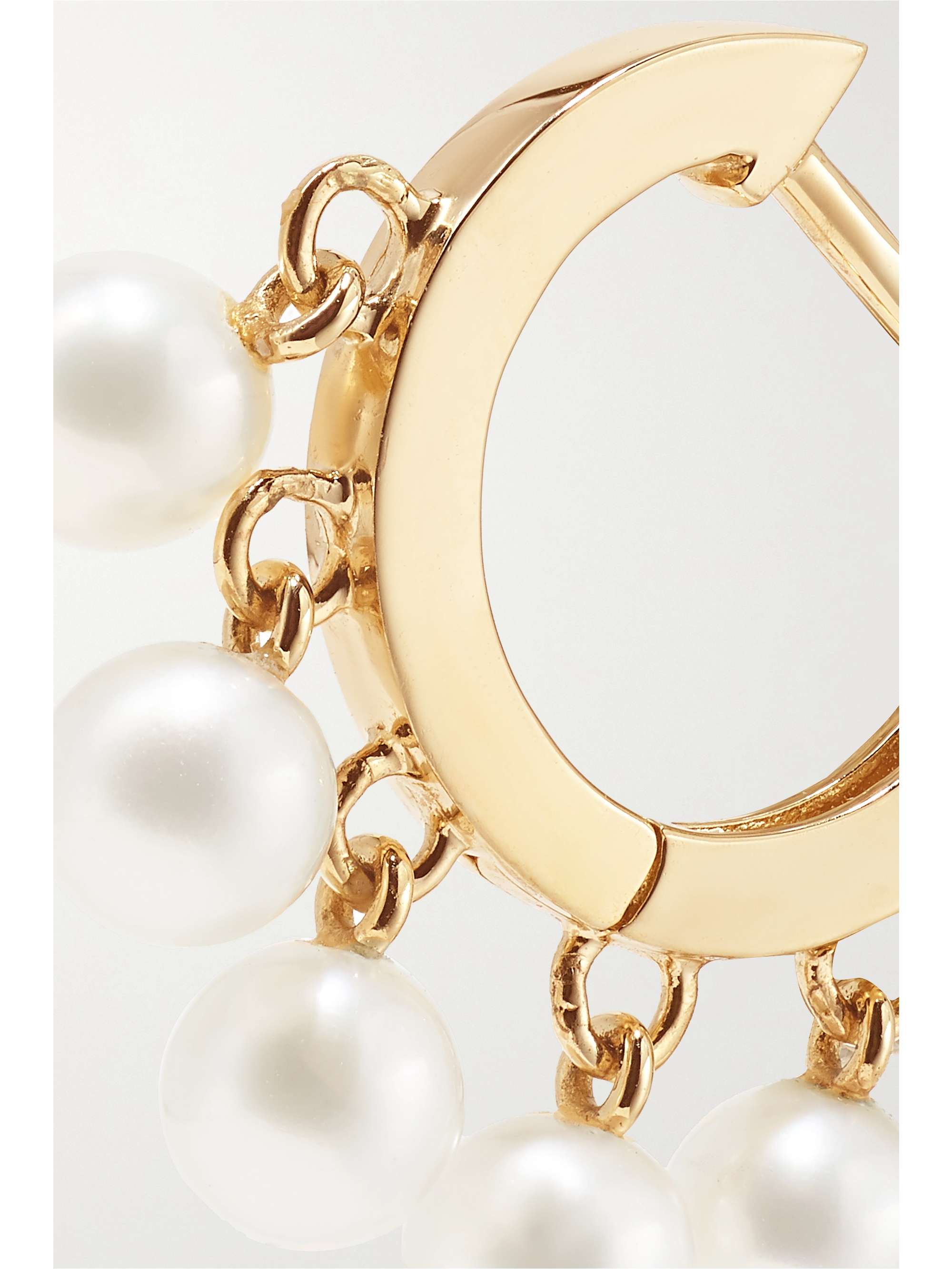 SYDNEY EVAN Huggie 14-karat gold pearl hoop earrings