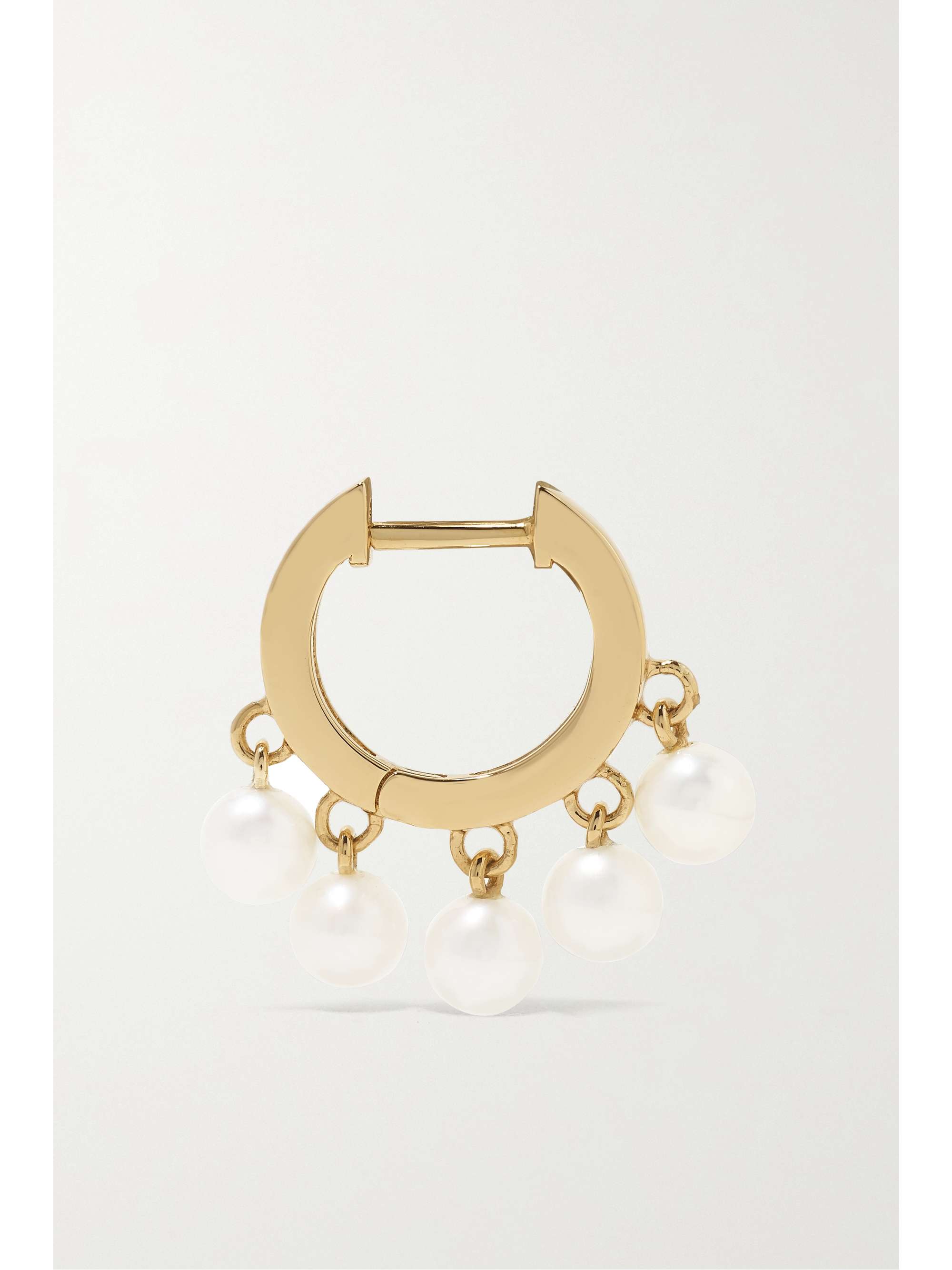 SYDNEY EVAN Huggie 14-karat gold pearl hoop earrings