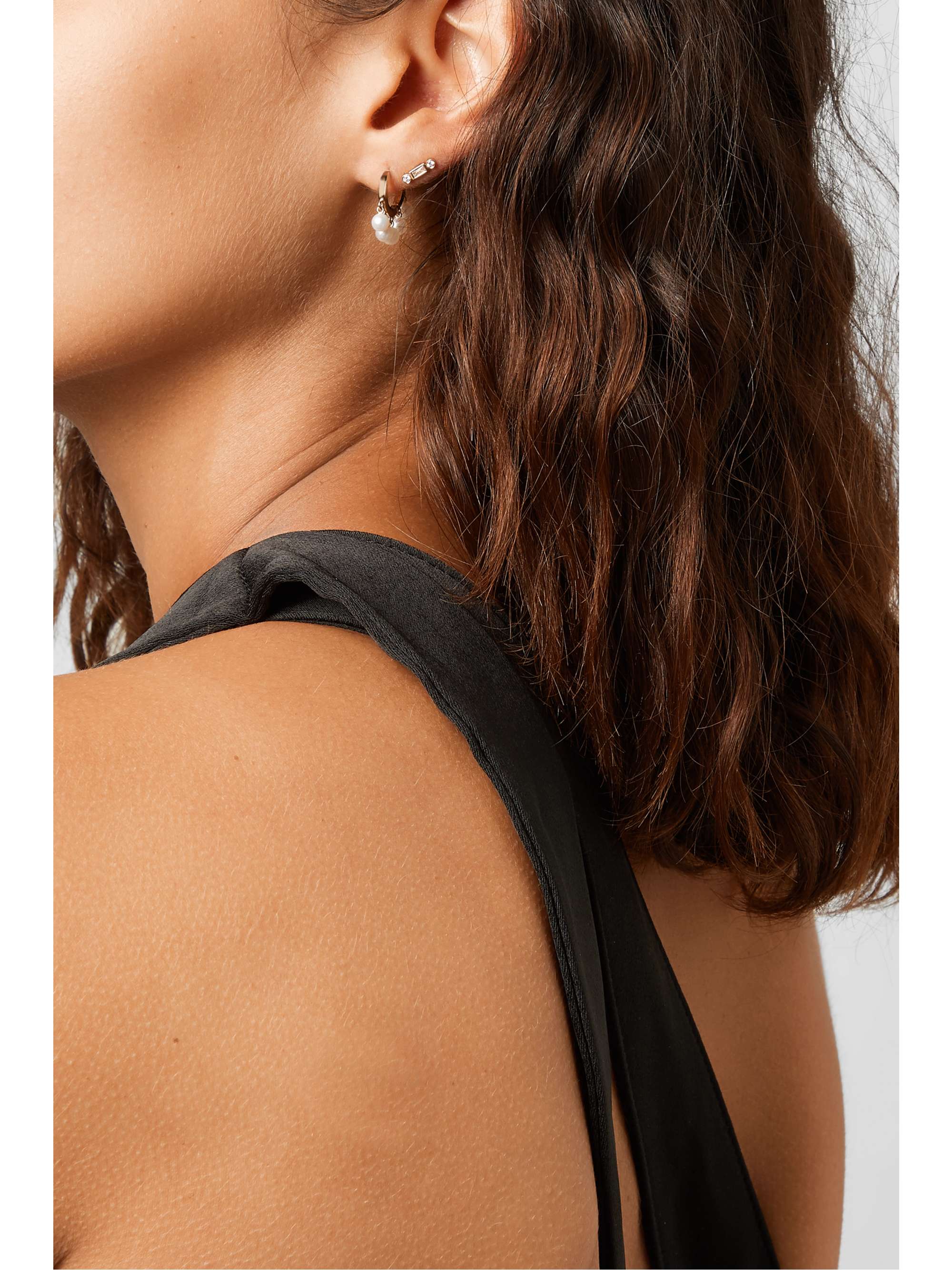 SYDNEY EVAN Huggie 14-karat gold pearl hoop earrings