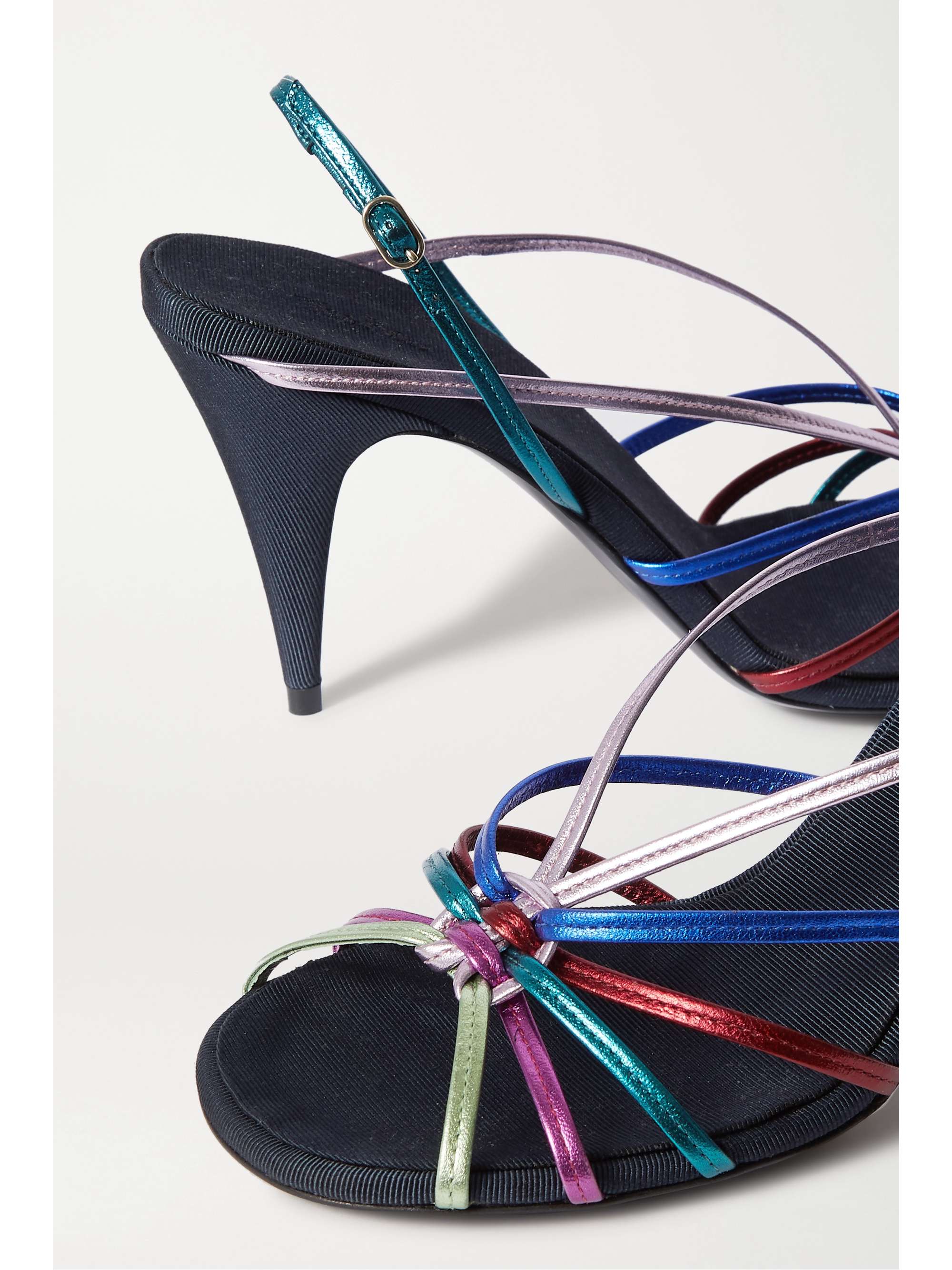 THE ROW Odeon metallic leather and grosgrain sandals