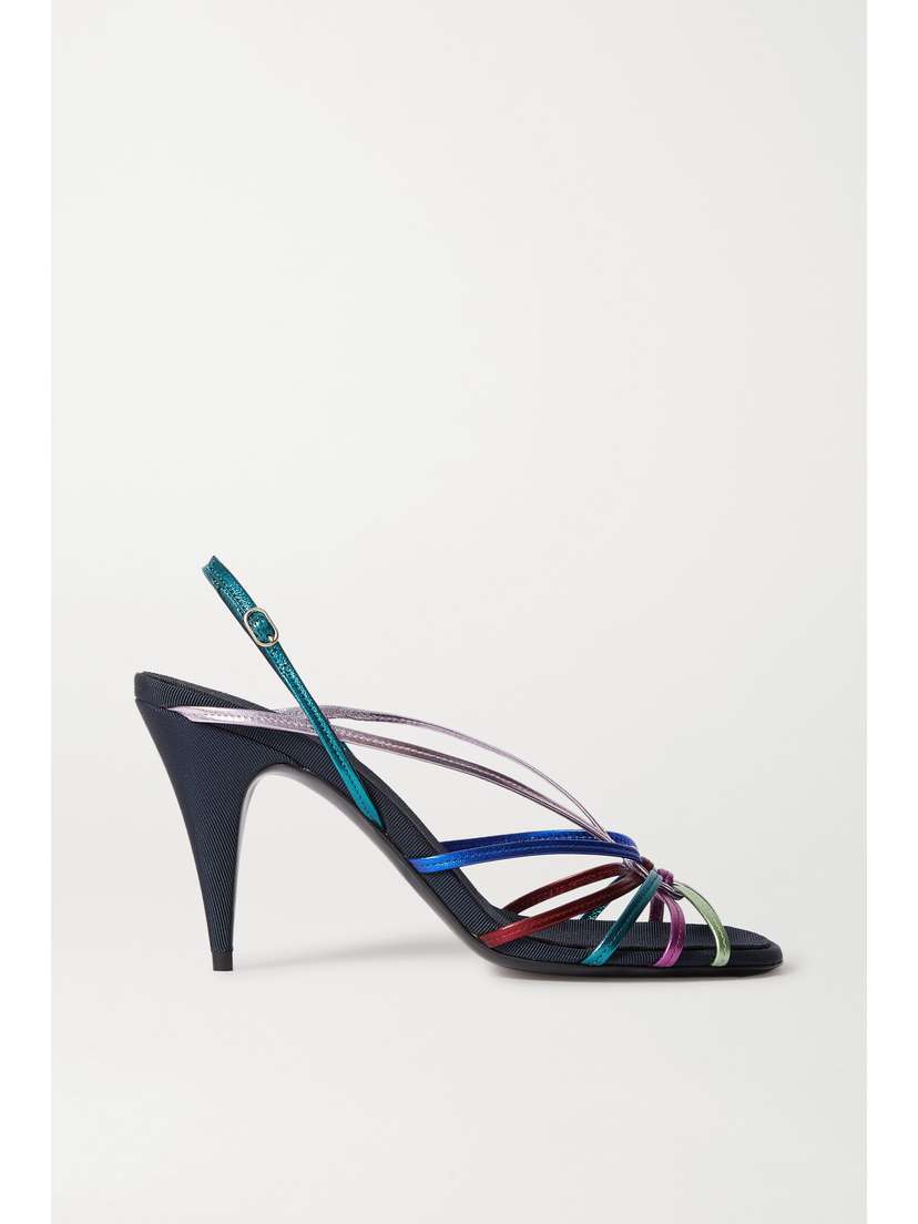 The Row Odeon Metallic Leather And Grosgrain Sandals