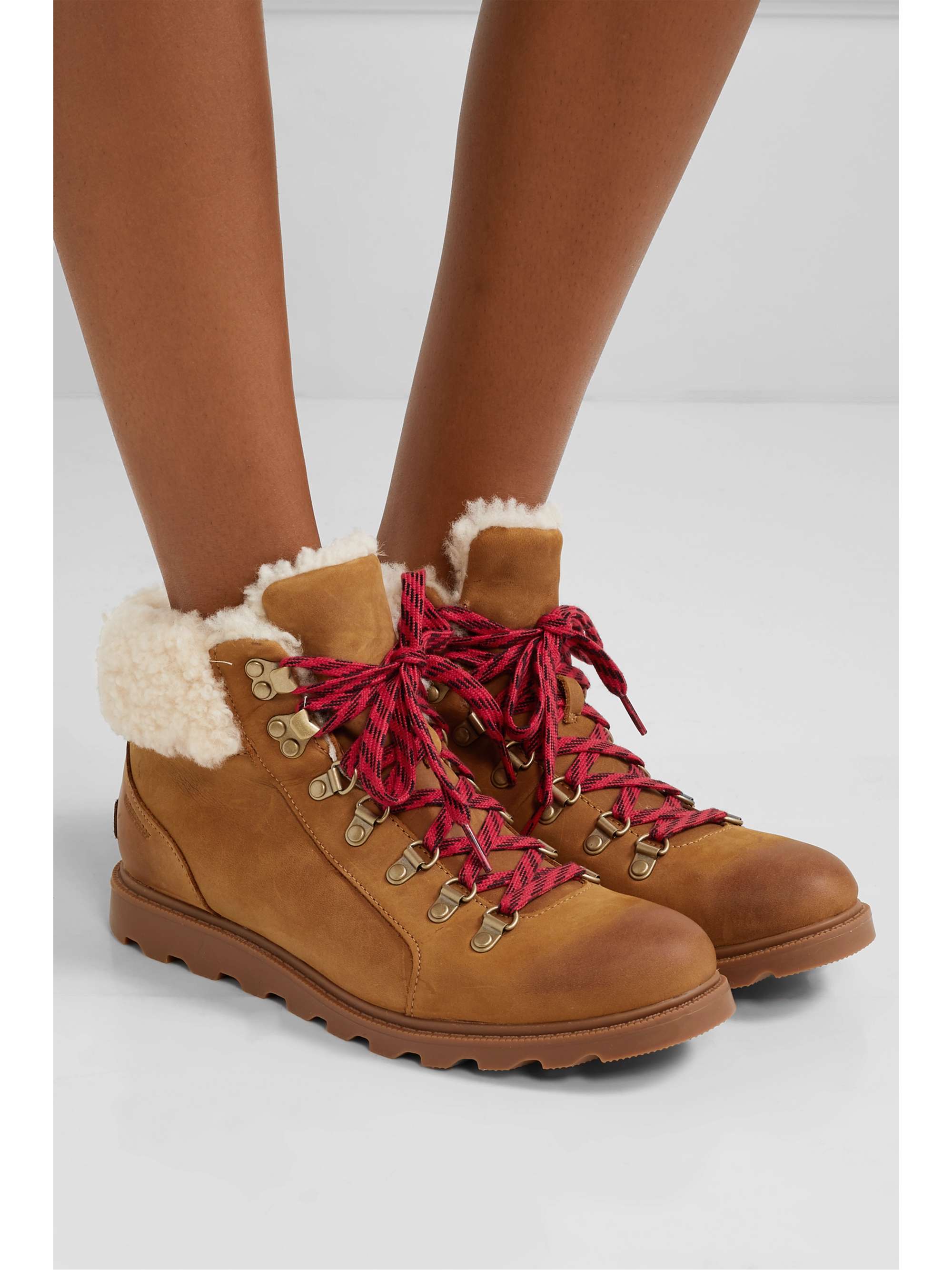 SOREL Ainsley Conquest shearling-trimmed waterproof leather ankle boots