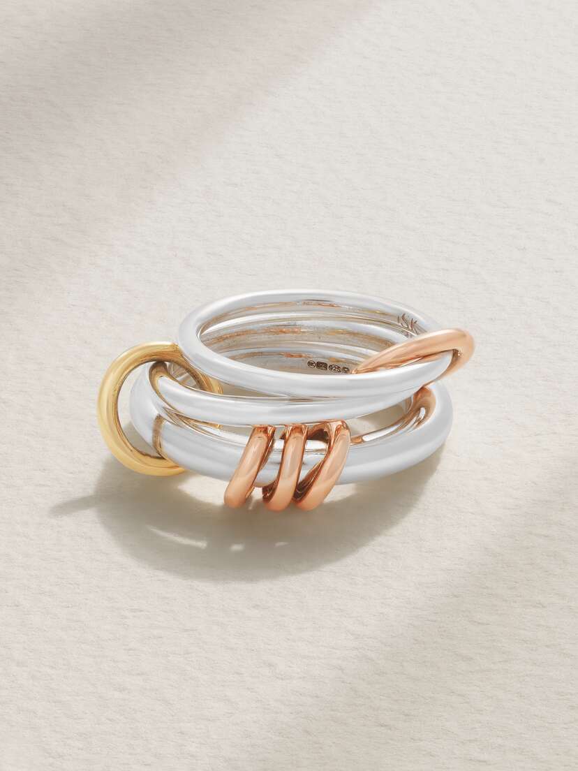 Spinelli Kilcollin Orion Set Of Three Sterling Silver And 18-karat Yellow And Rose Gold Rings