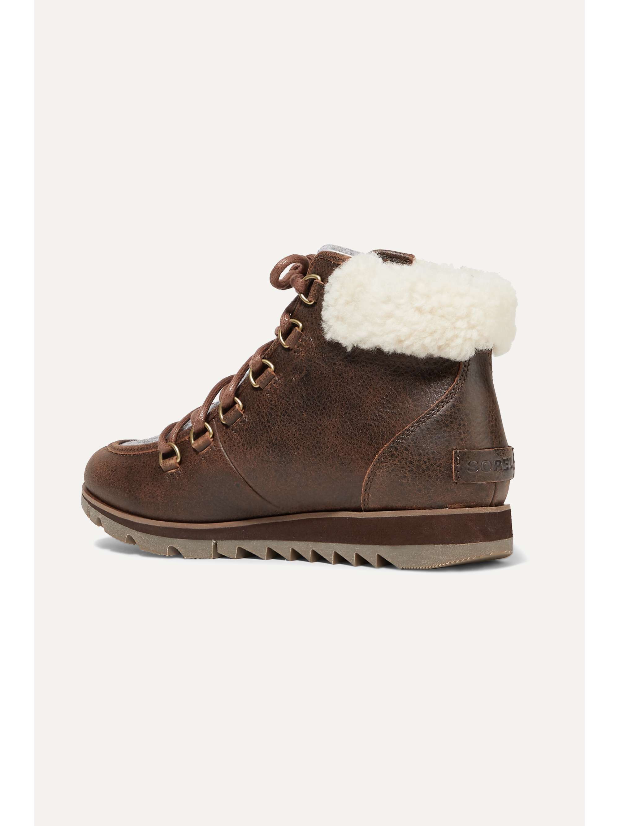 SOREL Harlow Lace Cozy shearling and felt-trimmed waterproof leather ankle boots