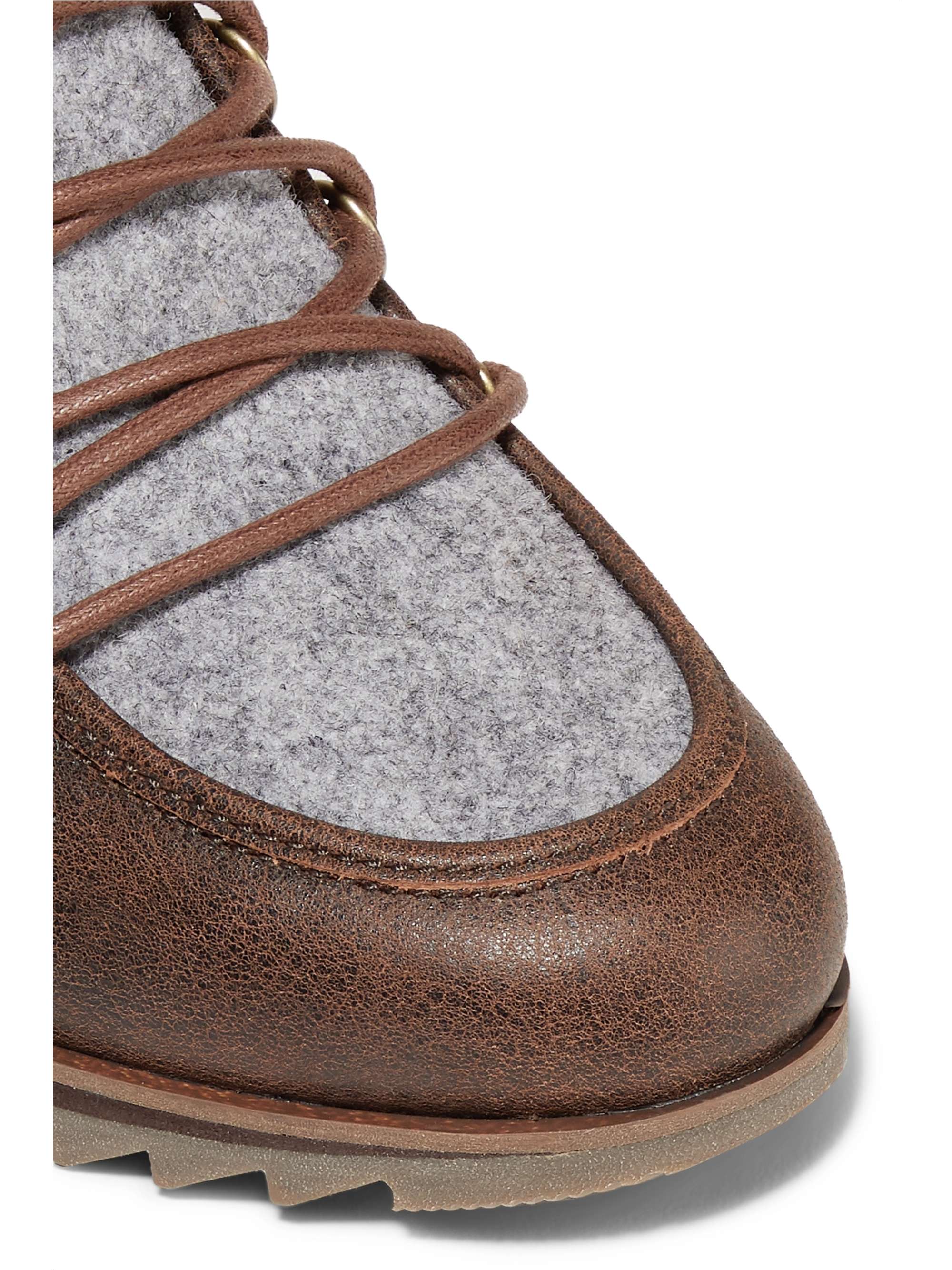 SOREL Harlow Lace Cozy shearling and felt-trimmed waterproof leather ankle boots