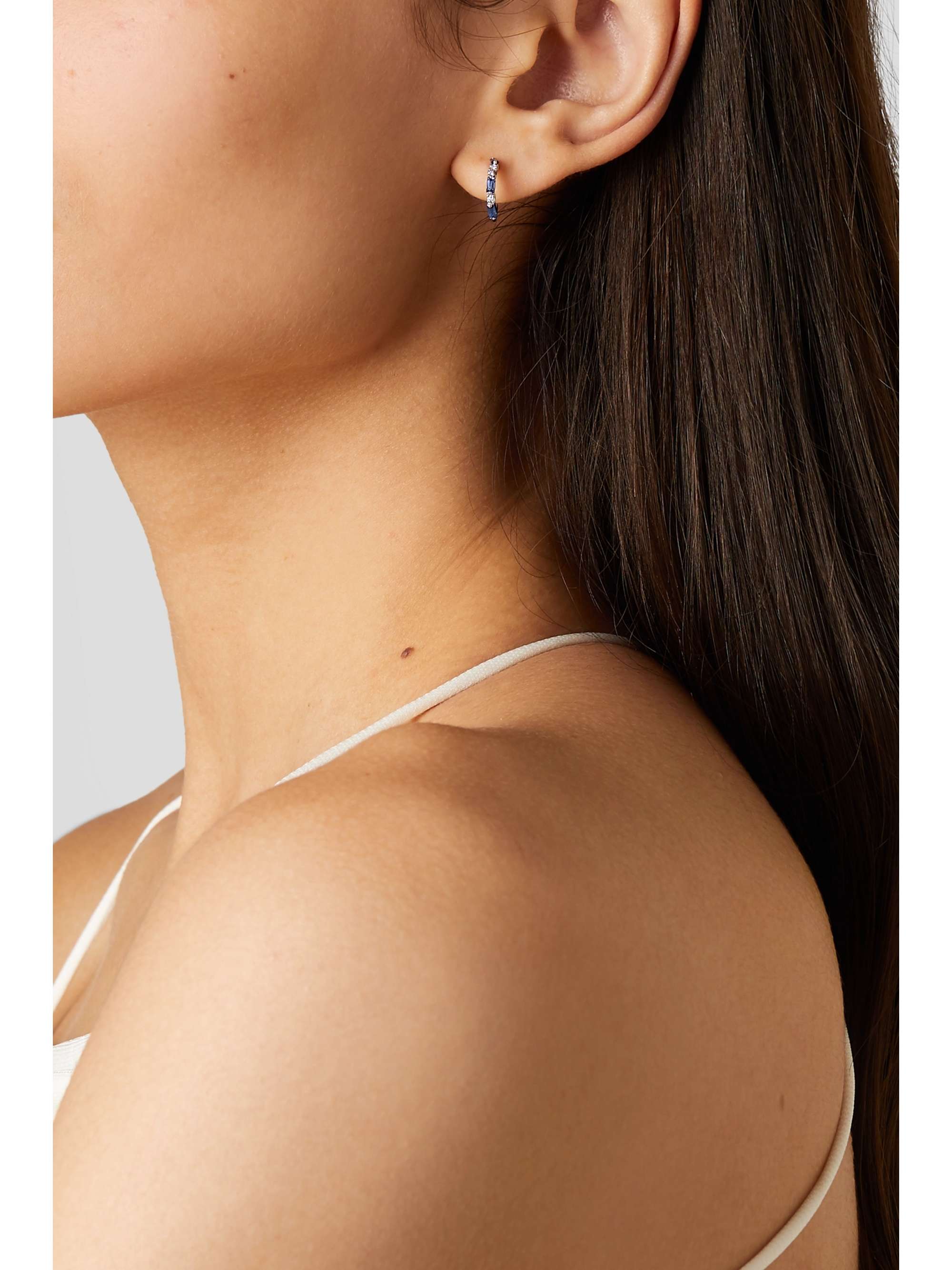 SUZANNE KALAN 18-karat white gold, sapphire and diamond earrings