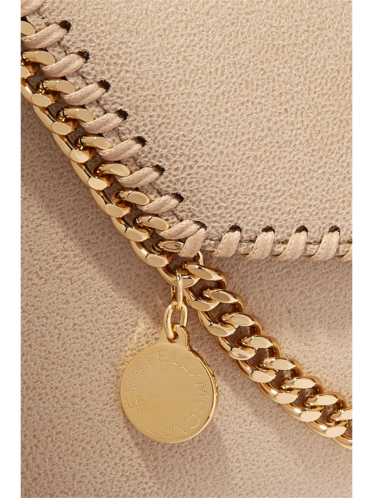Stella Mccartney The Falabella Mini Faux Brushed-leather Shoulder Bag In Off-white