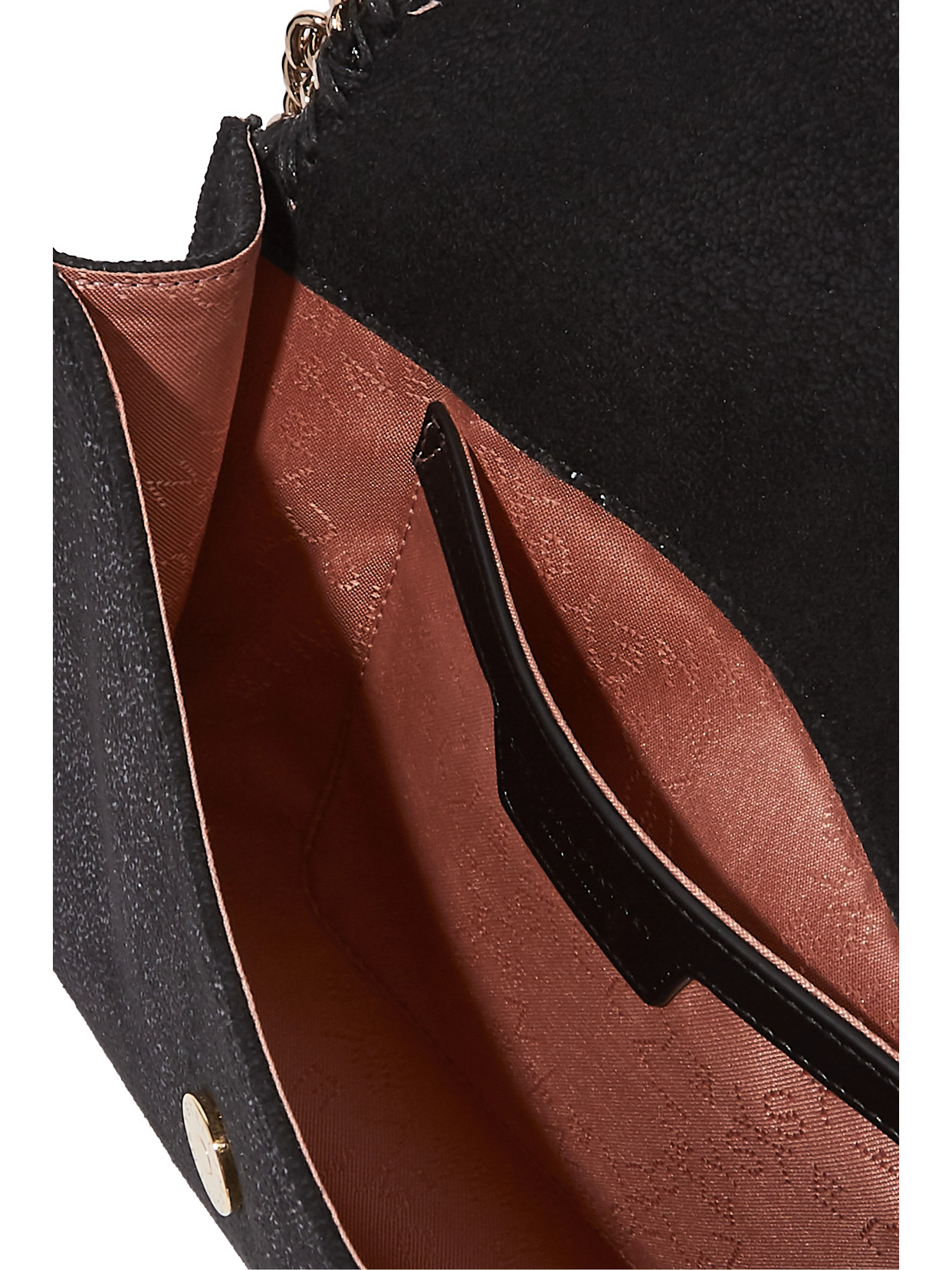 Stella Mccartney Falabella Mini Shoulder Bag In Black Polyester In Black