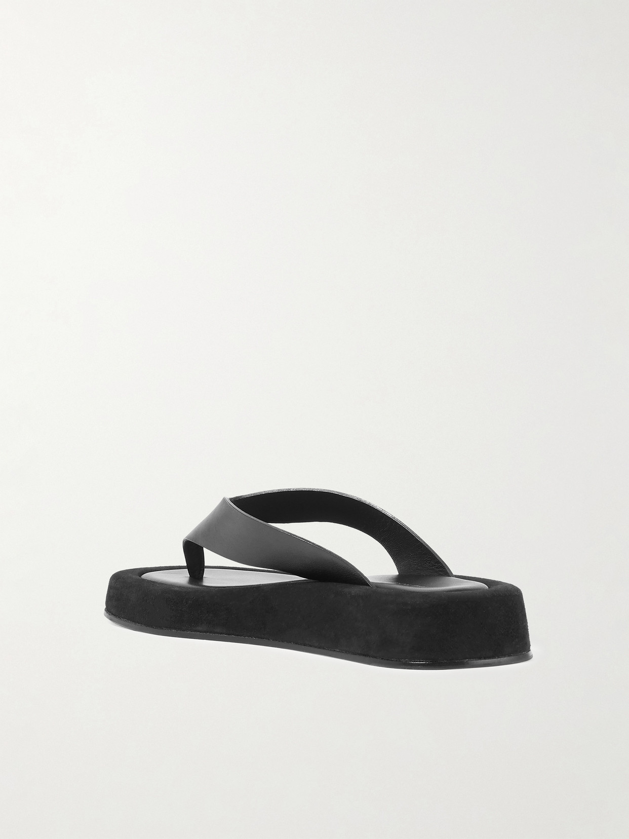 Shop The Row Ginza Leather And Suede Platform Flip Flops In Black