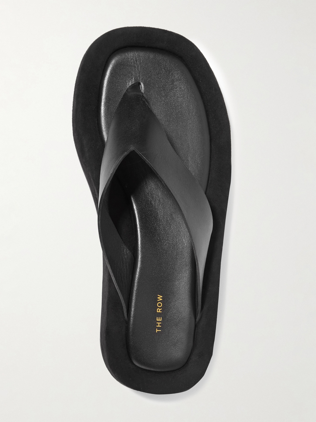 Shop The Row Ginza Leather And Suede Platform Flip Flops In Black