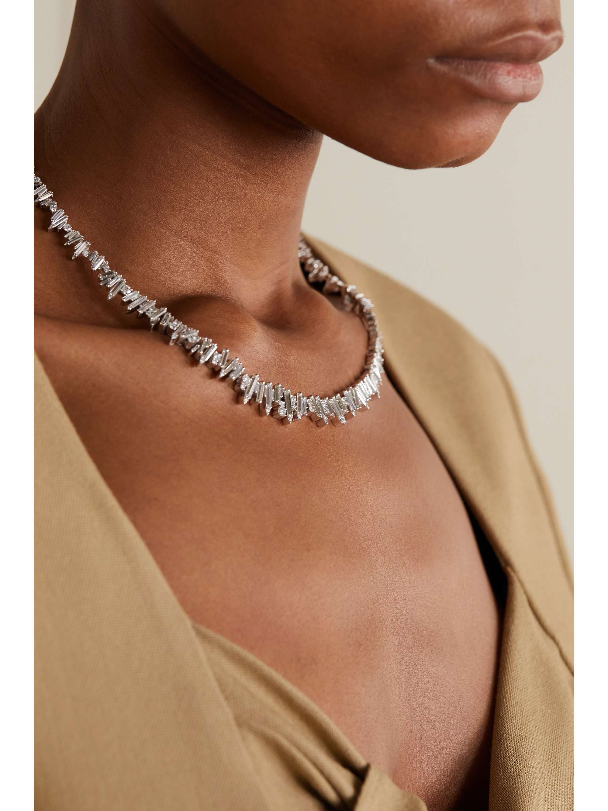 SUZANNE KALAN 18-karat white gold diamond necklace NET-A-PORTER
