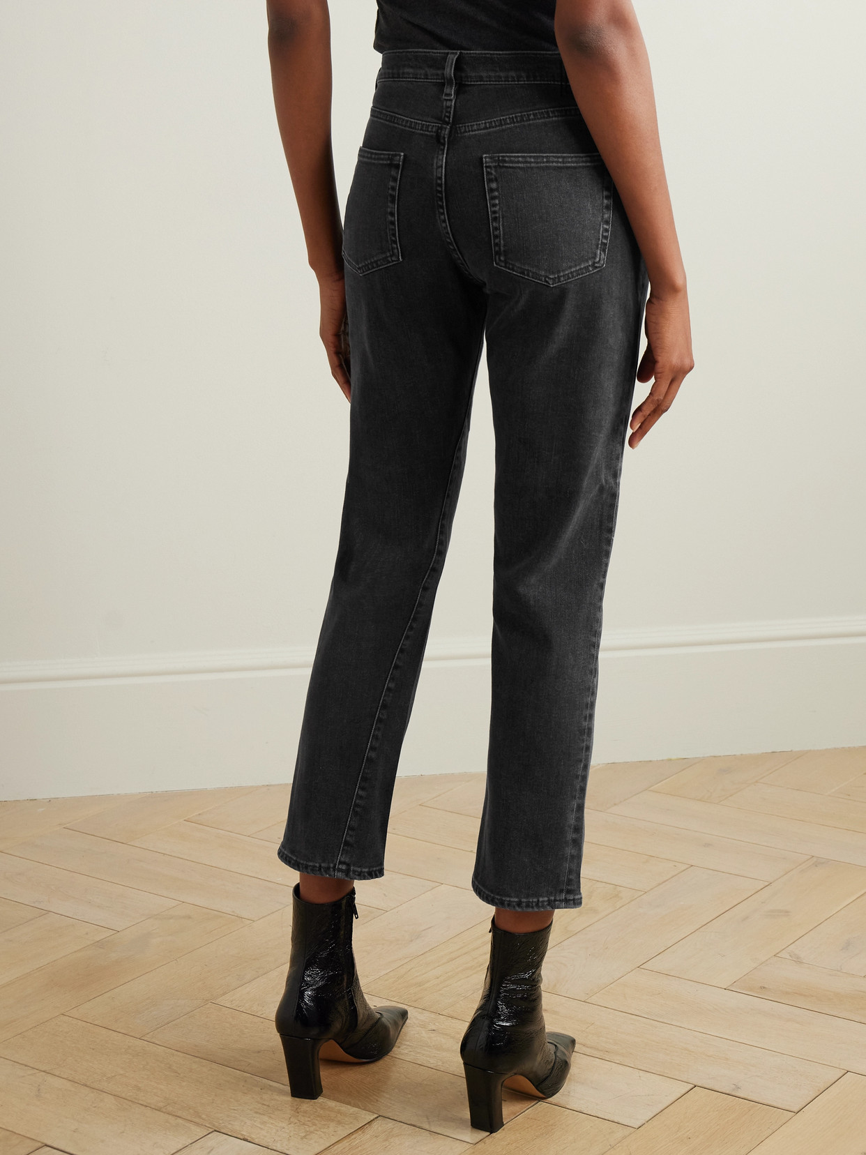 Twisted Seam High-Rise Straight-Leg Jeans