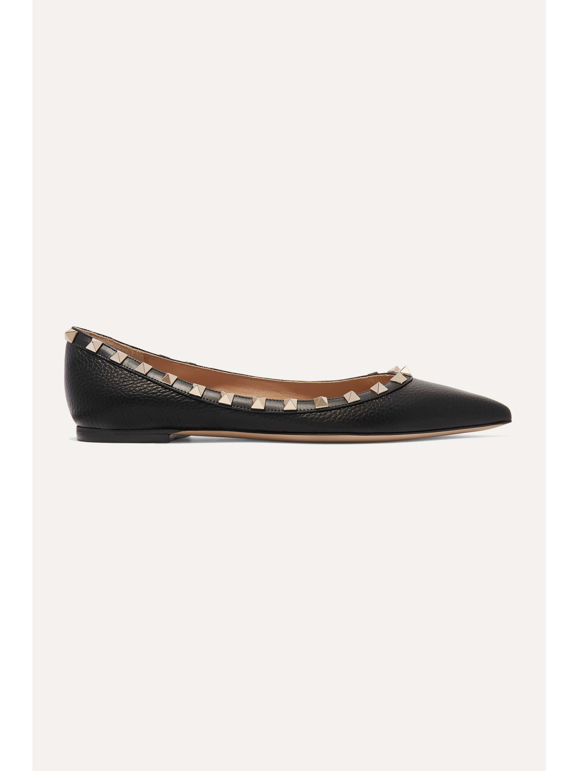 Studerende Dolke tyve VALENTINO GARAVANI Rockstud textured-leather point-toe flats | NET-A-PORTER