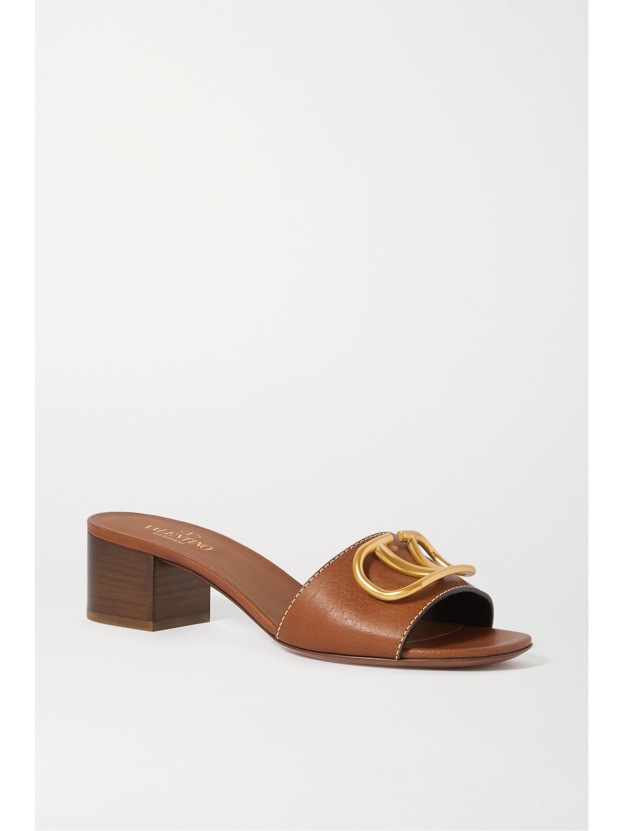 tan leather mules flat