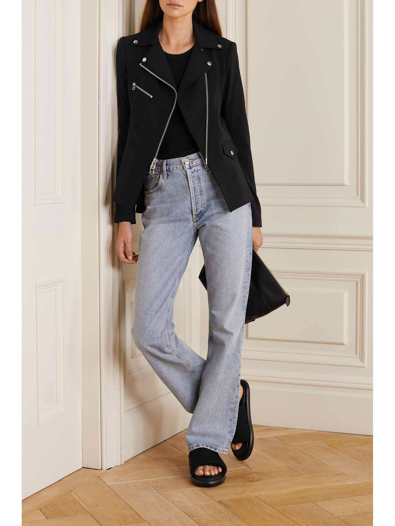 Black Hadley stretch-crepe biker jacket | VERONICA BEARD | NET-A-PORTER