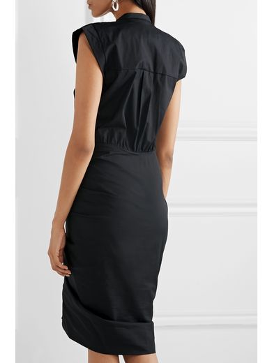 black poplin midi dress