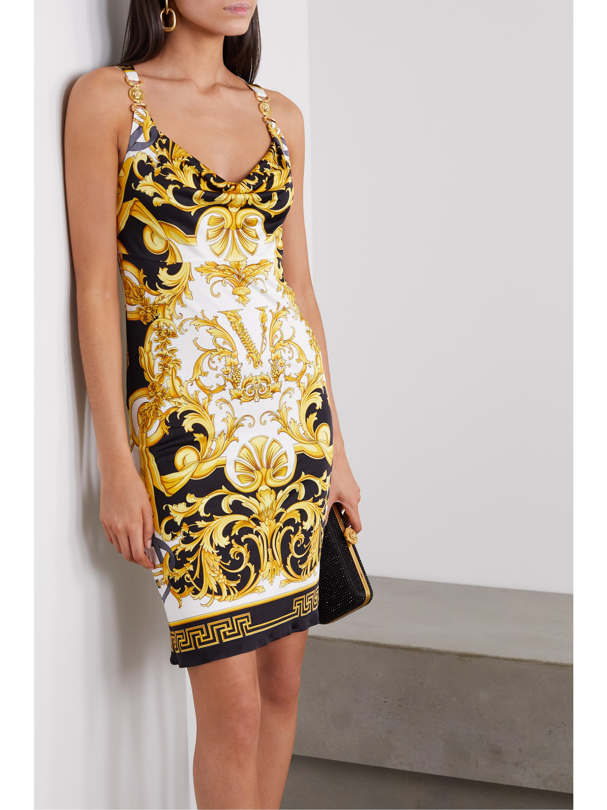 Versace Printed jersey mini dress thumbnail