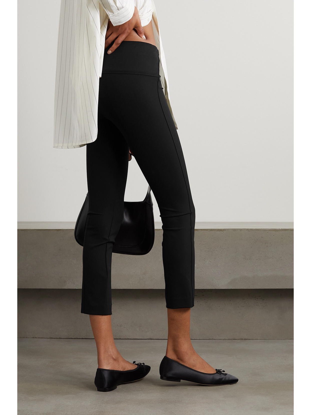 Shop Veronica Beard Cropped Stretch-crepe Skinny Pants In Black