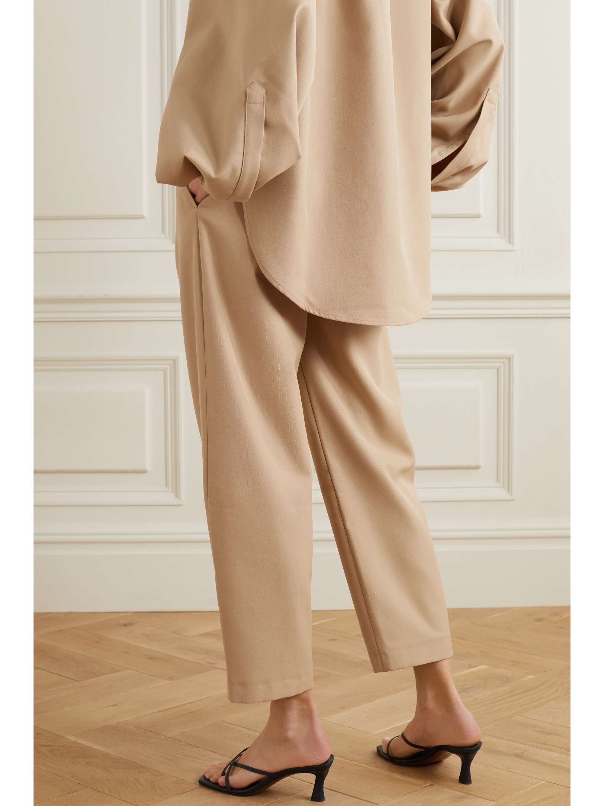 TOTEME Lombardy cropped pleated grain de poudre straight-leg pants