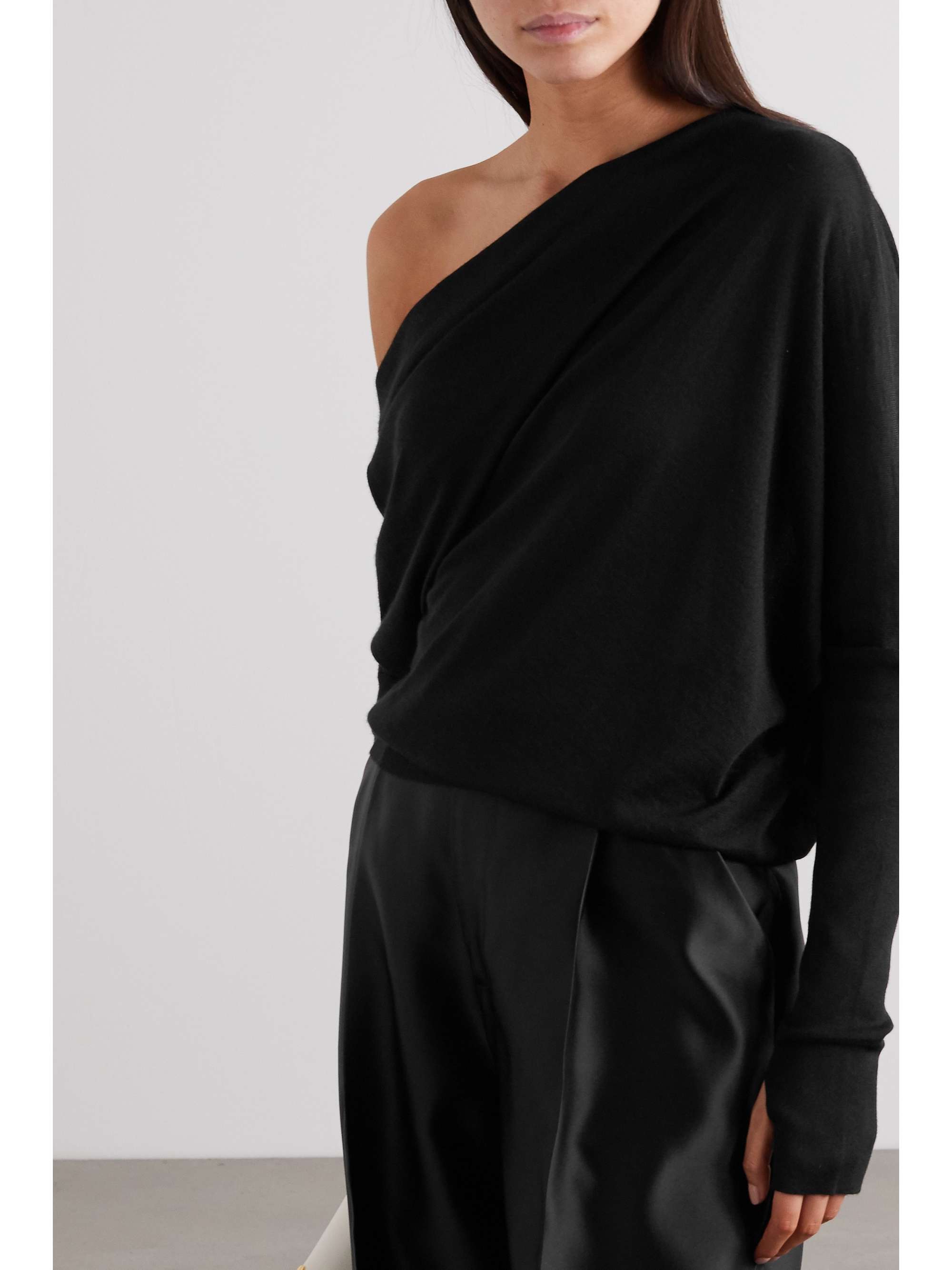 TOM FORD One-shoulder cashmere and silk-blend sweater