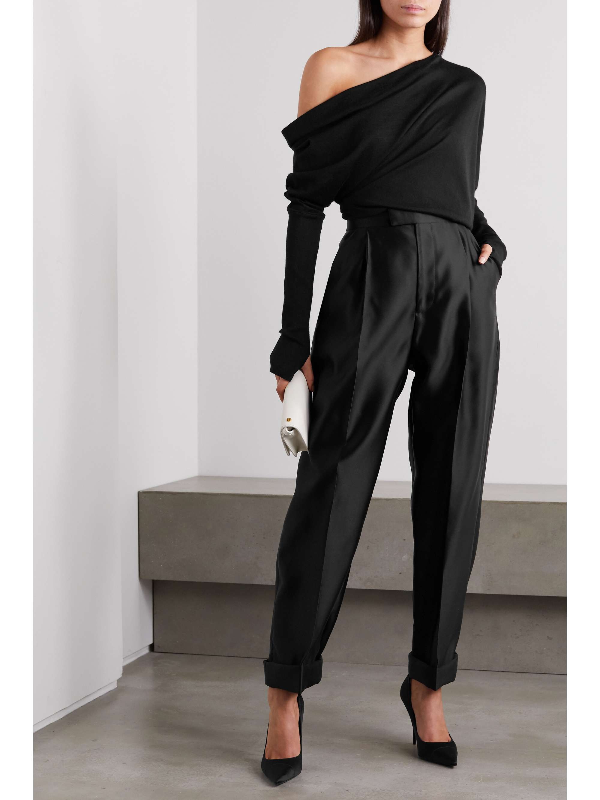 TOM FORD One-shoulder cashmere and silk-blend sweater