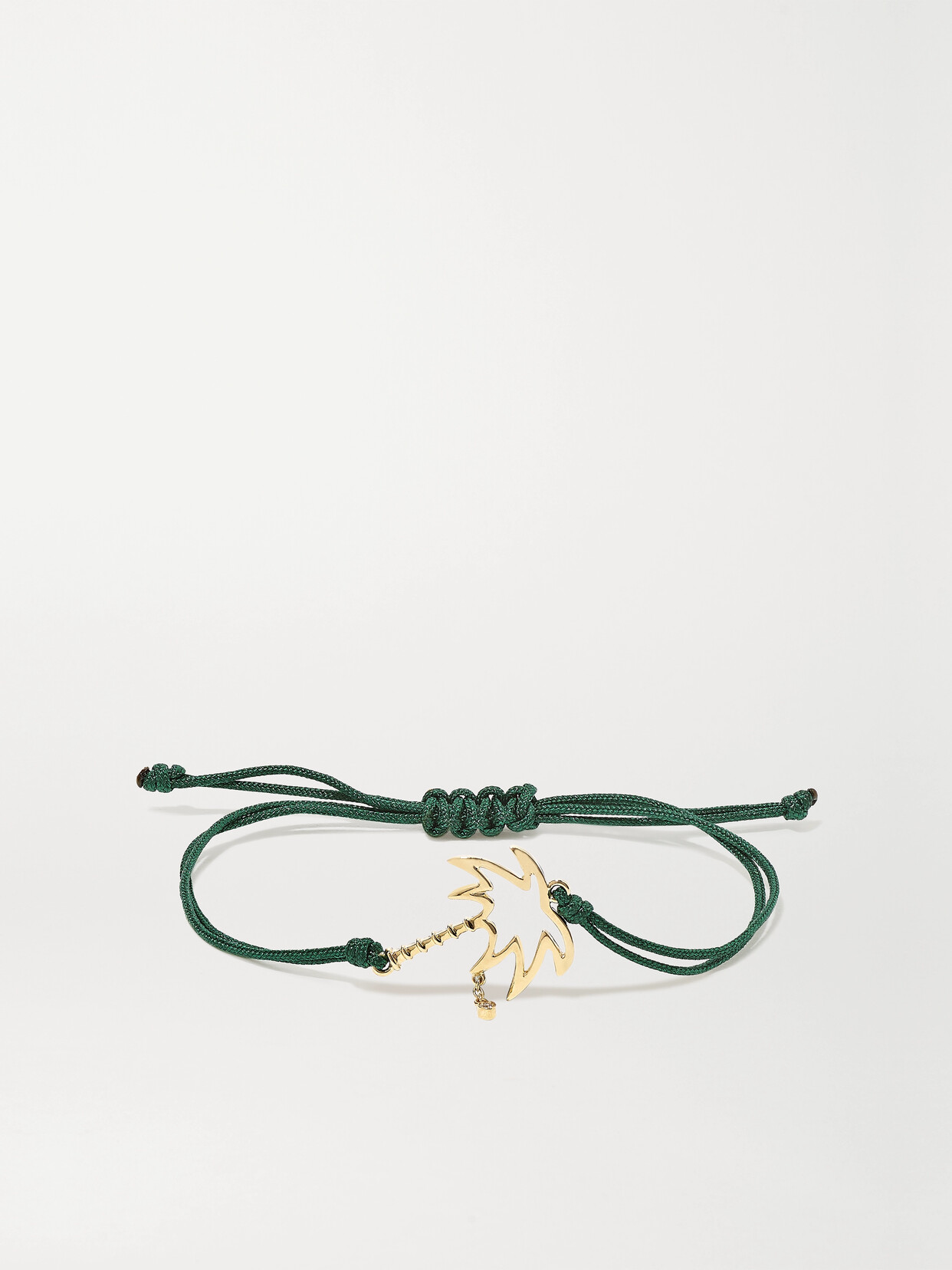 Shop Yvonne Léon 9-karat Gold, Silk And Diamond Bracelet