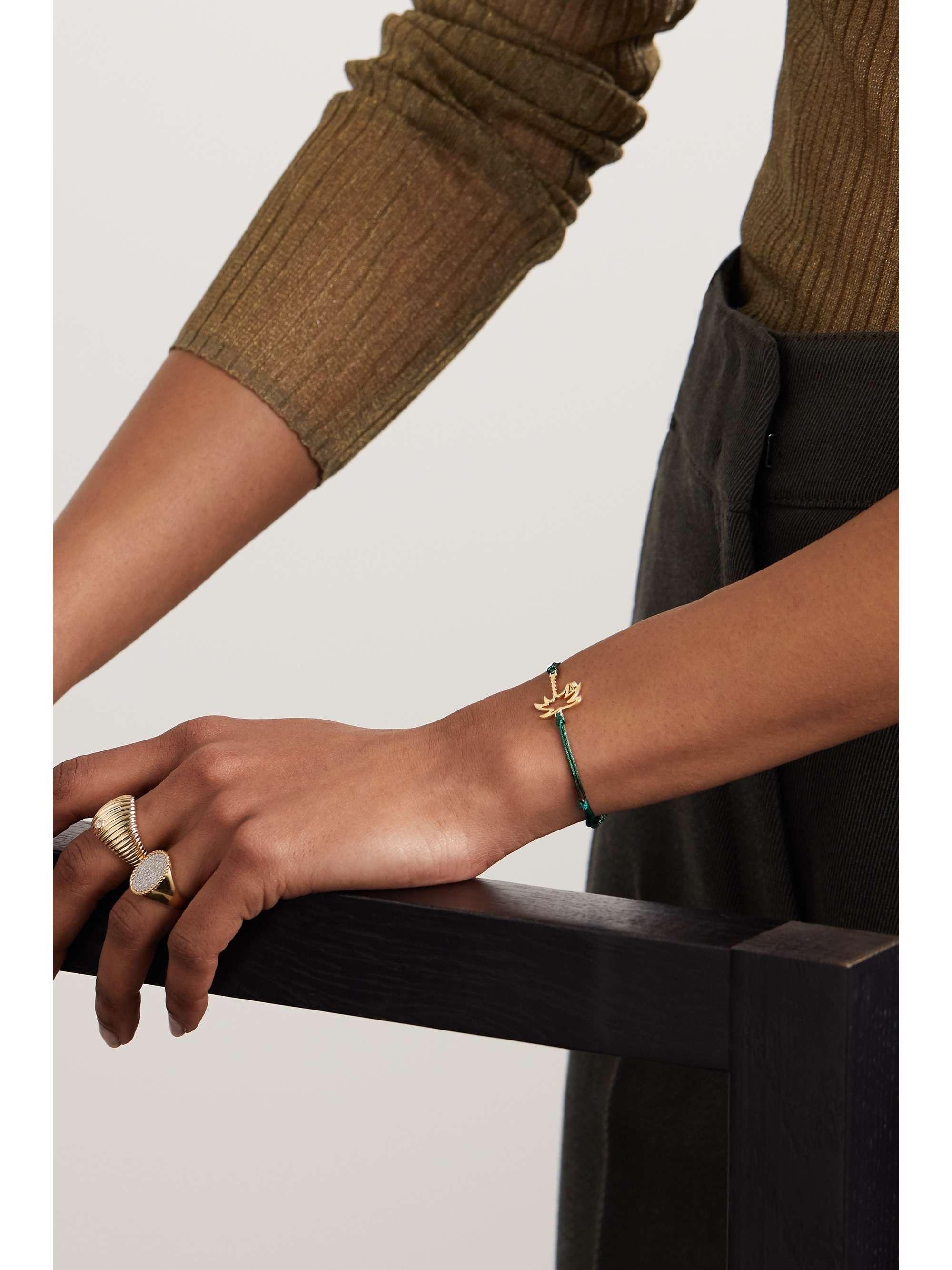 YVONNE LÉON 9-karat gold, cord, enamel and diamond bracelet