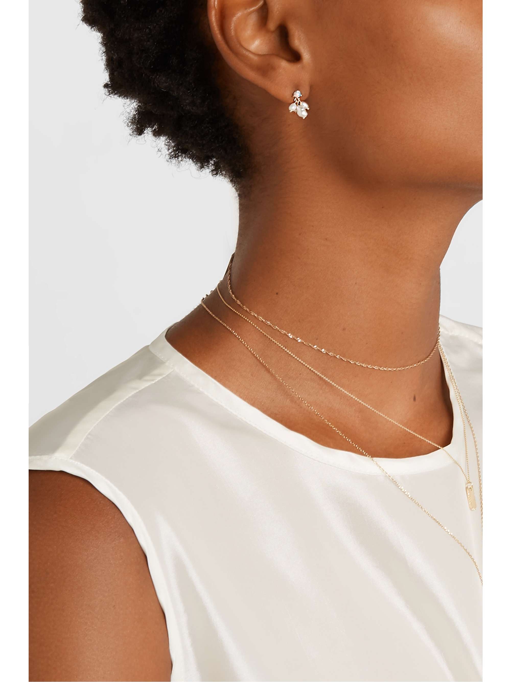 WWAKE + NET SUSTAIN gold, pearl and opal earrings